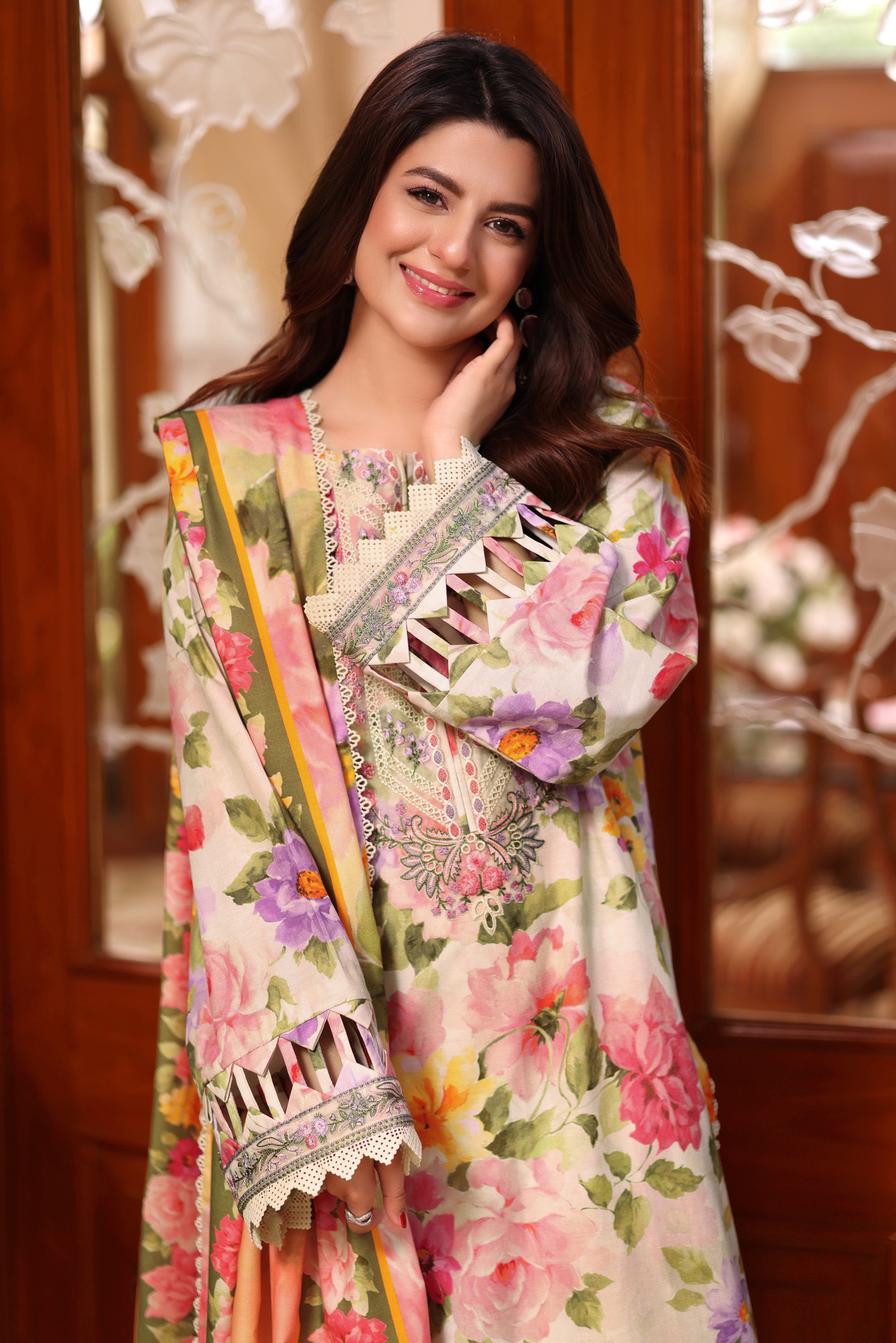 Rs 11500 Aneelas Stitched Khadar Print Emb 3pc [WPR-19] [Dispatch Time 2 Months]
