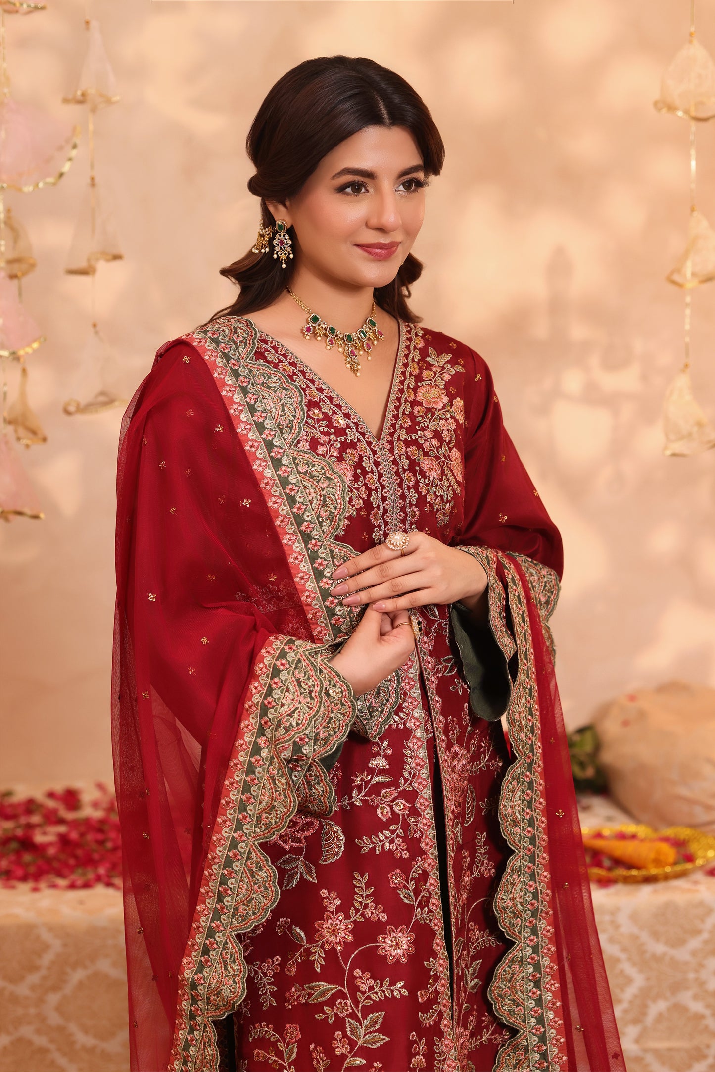 Aneelas Raw Silk Semi Formal Emb 3pc Net Duppata [FC-27] [Dispatch Time 2 Months]