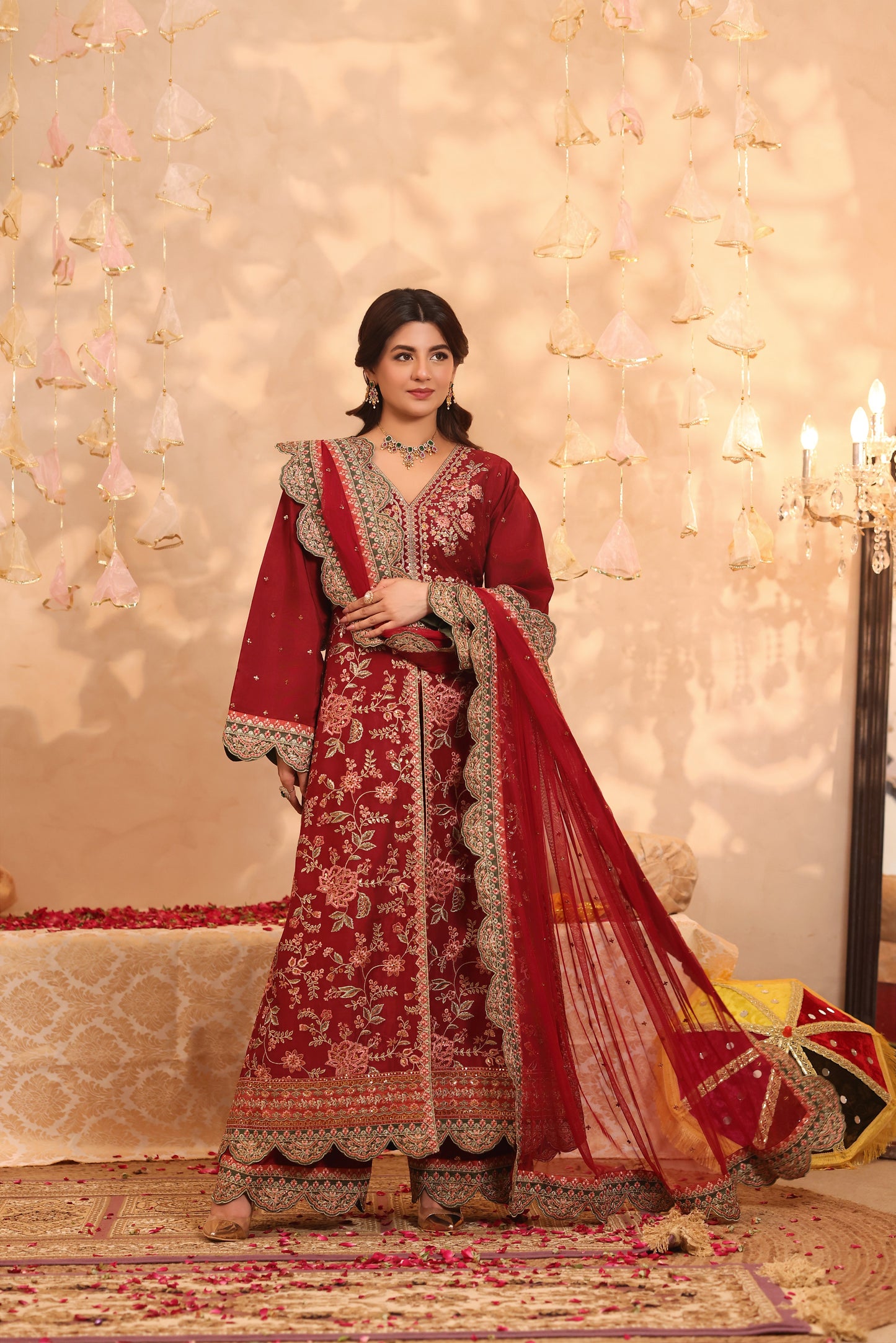 Aneelas Raw Silk Semi Formal Emb 3pc Net Duppata [FC-27] [Dispatch Time 2 Months]