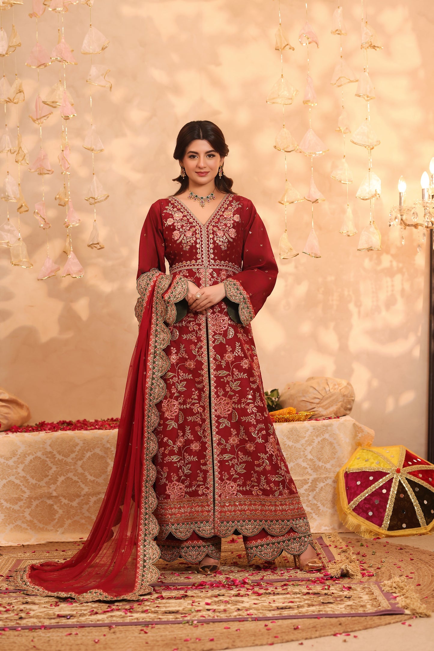 Aneelas Raw Silk Semi Formal Emb 3pc Net Duppata [FC-27] [Dispatch Time 2 Months]