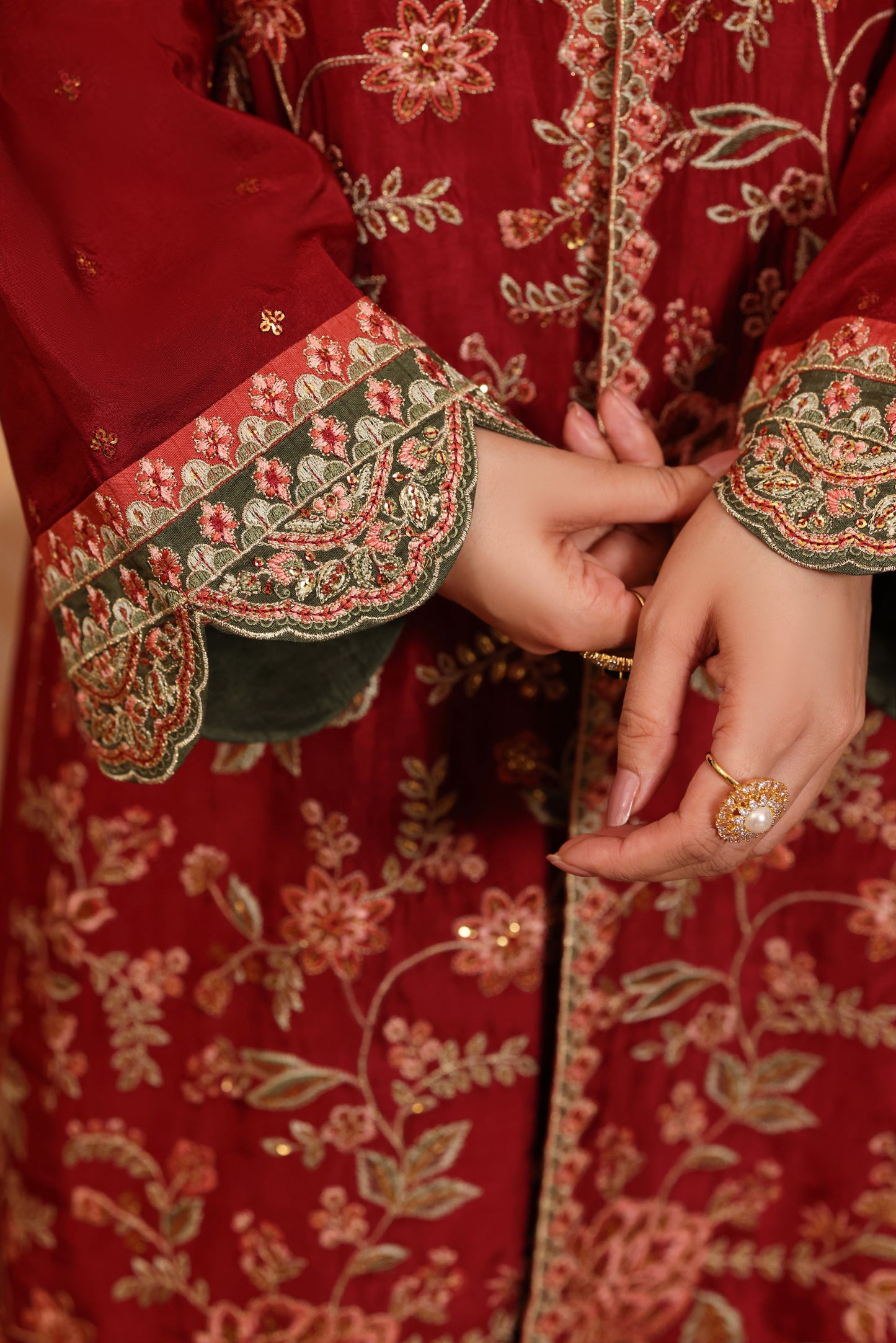 Aneelas Raw Silk Semi Formal Emb 3pc Net Duppata [FC-27] [Dispatch Time 2 Months]