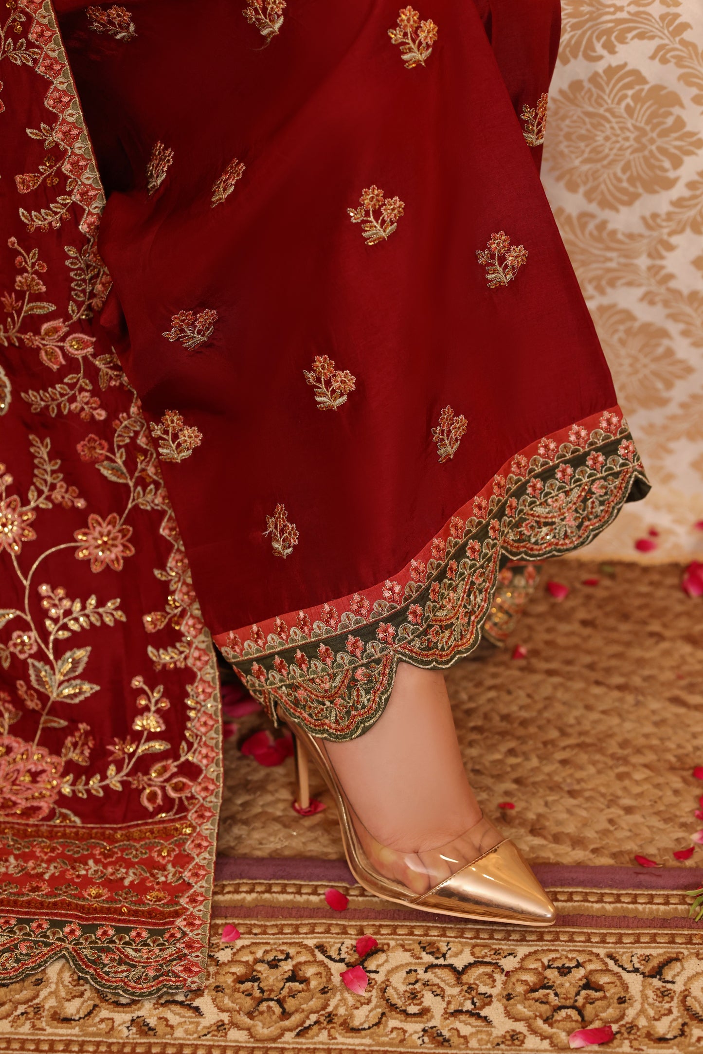 Aneelas Raw Silk Semi Formal Emb 3pc Net Duppata [FC-27] [Dispatch Time 2 Months]