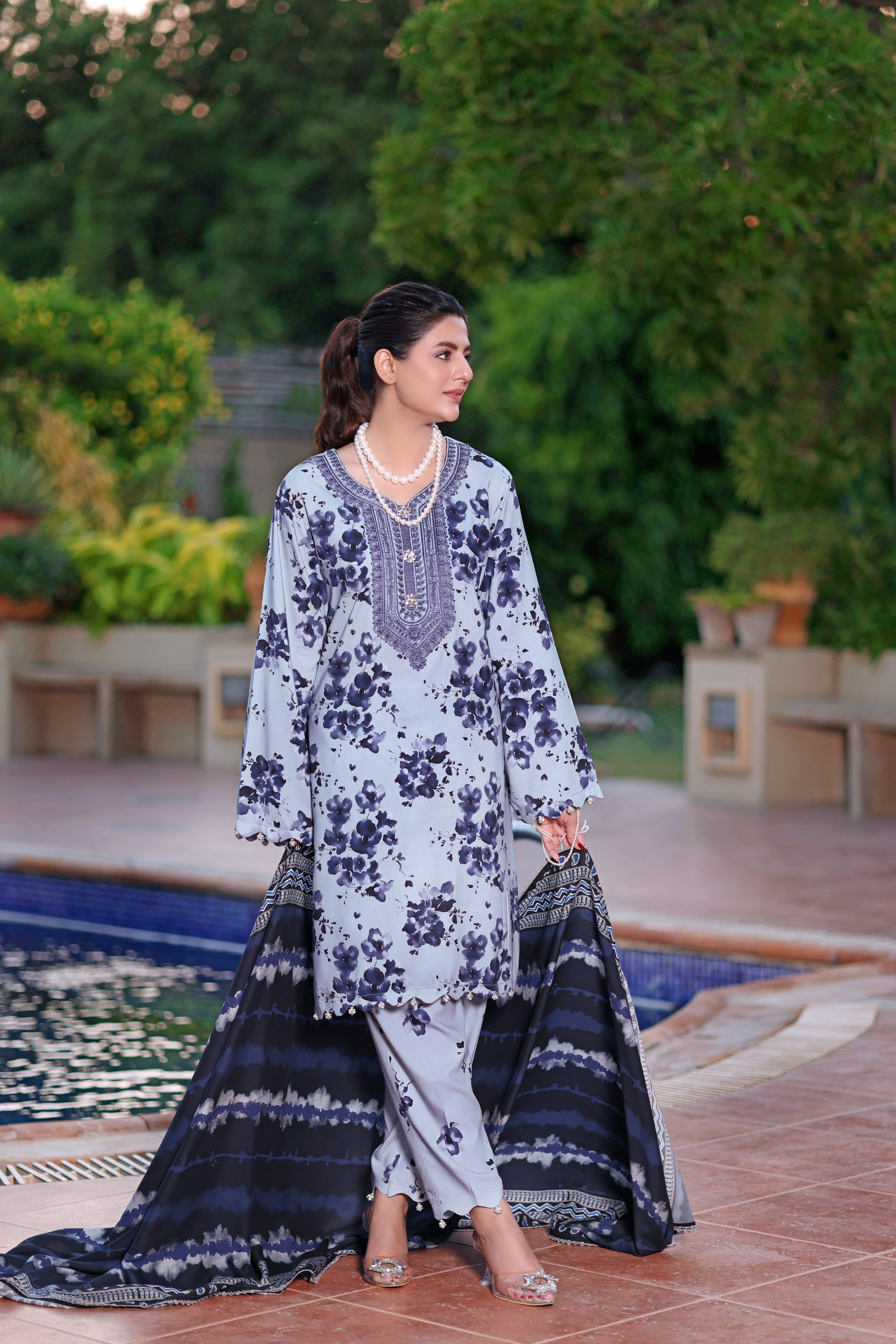 Aneelas Stitched Print Linen Emb 3pc [WPR-07] [Dispatch Time 2 Months]