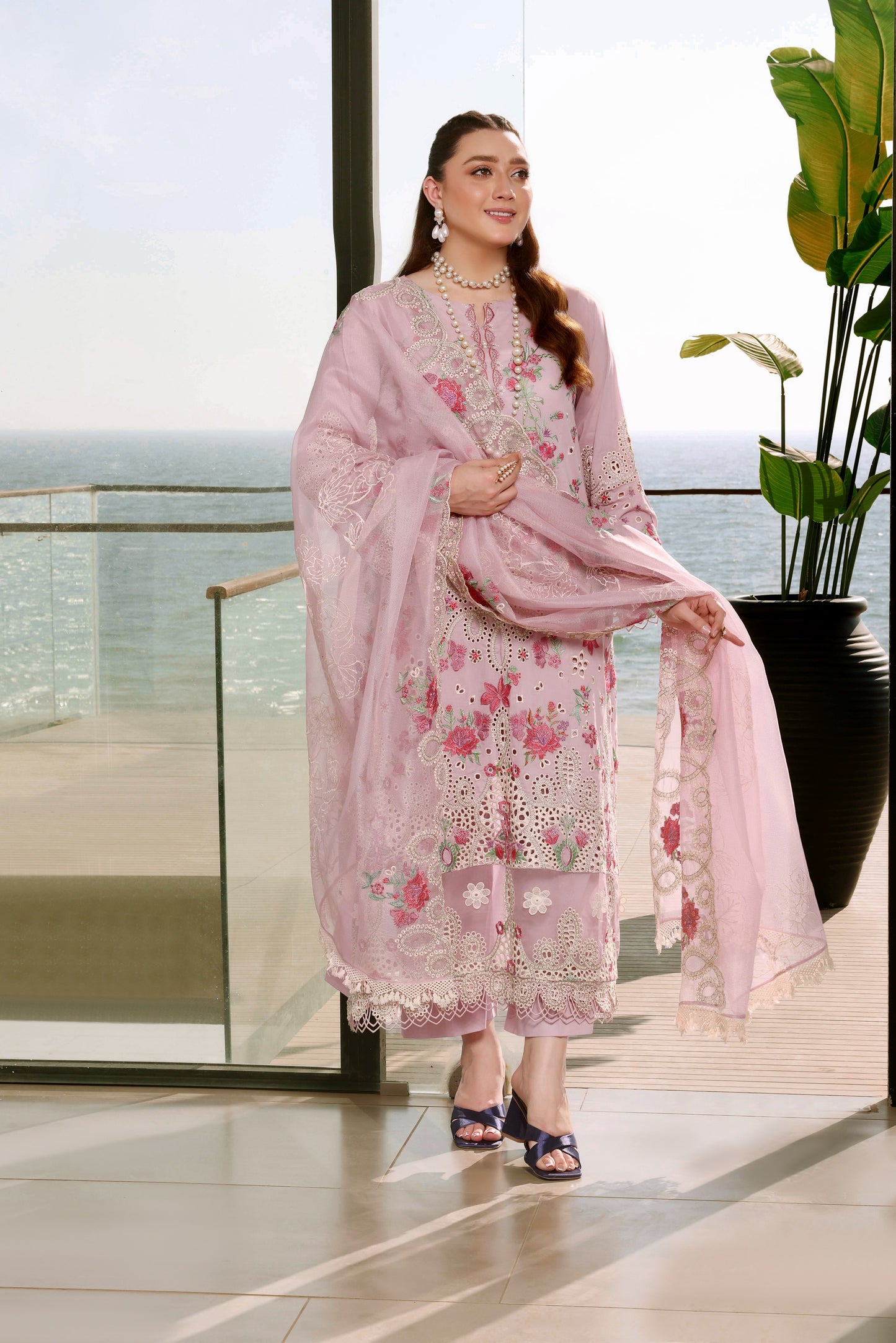 Rs 17000 Aneelas Stitched Lawn Emb 3pc [LUX-26-19] [Dispatch Time 2 Months]