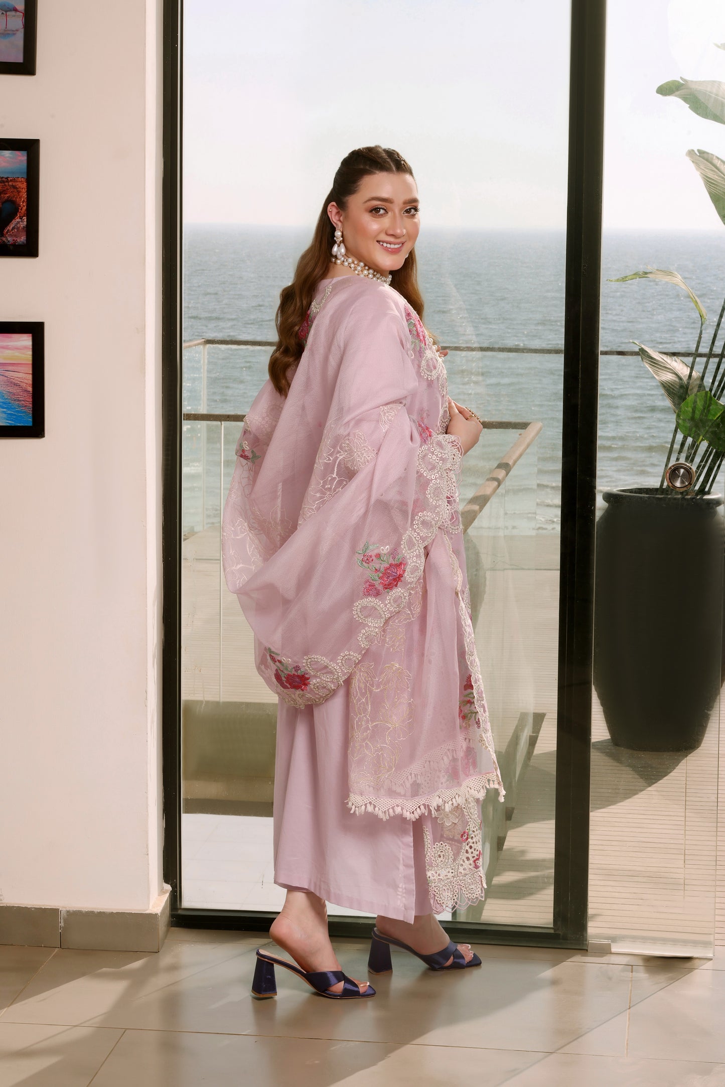 Rs 17000 Aneelas Stitched Lawn Emb 3pc [LUX-26-19] [Dispatch Time 2 Months]