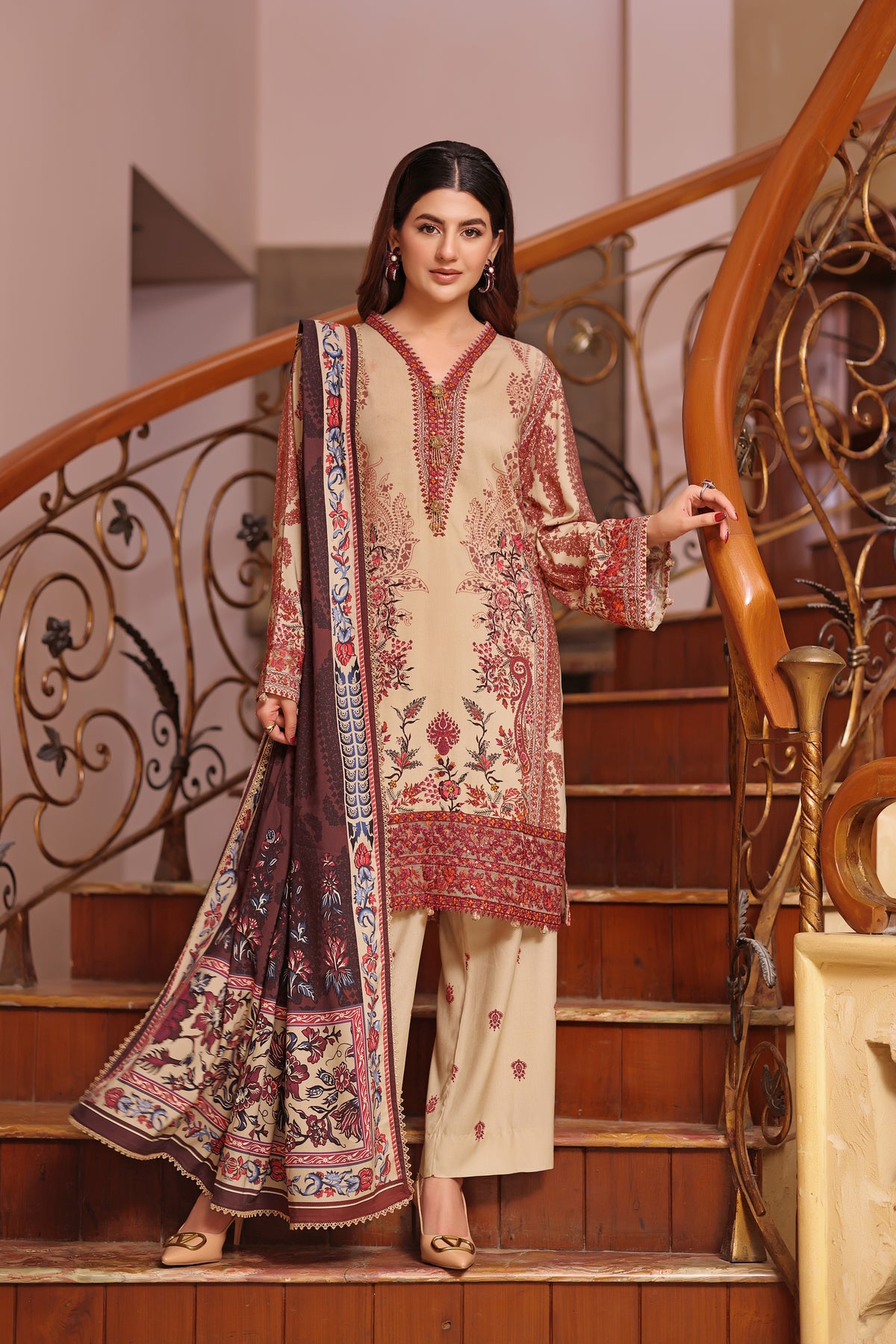 Aneelas Unstitched Emb Lawn3pc [WPR-23]