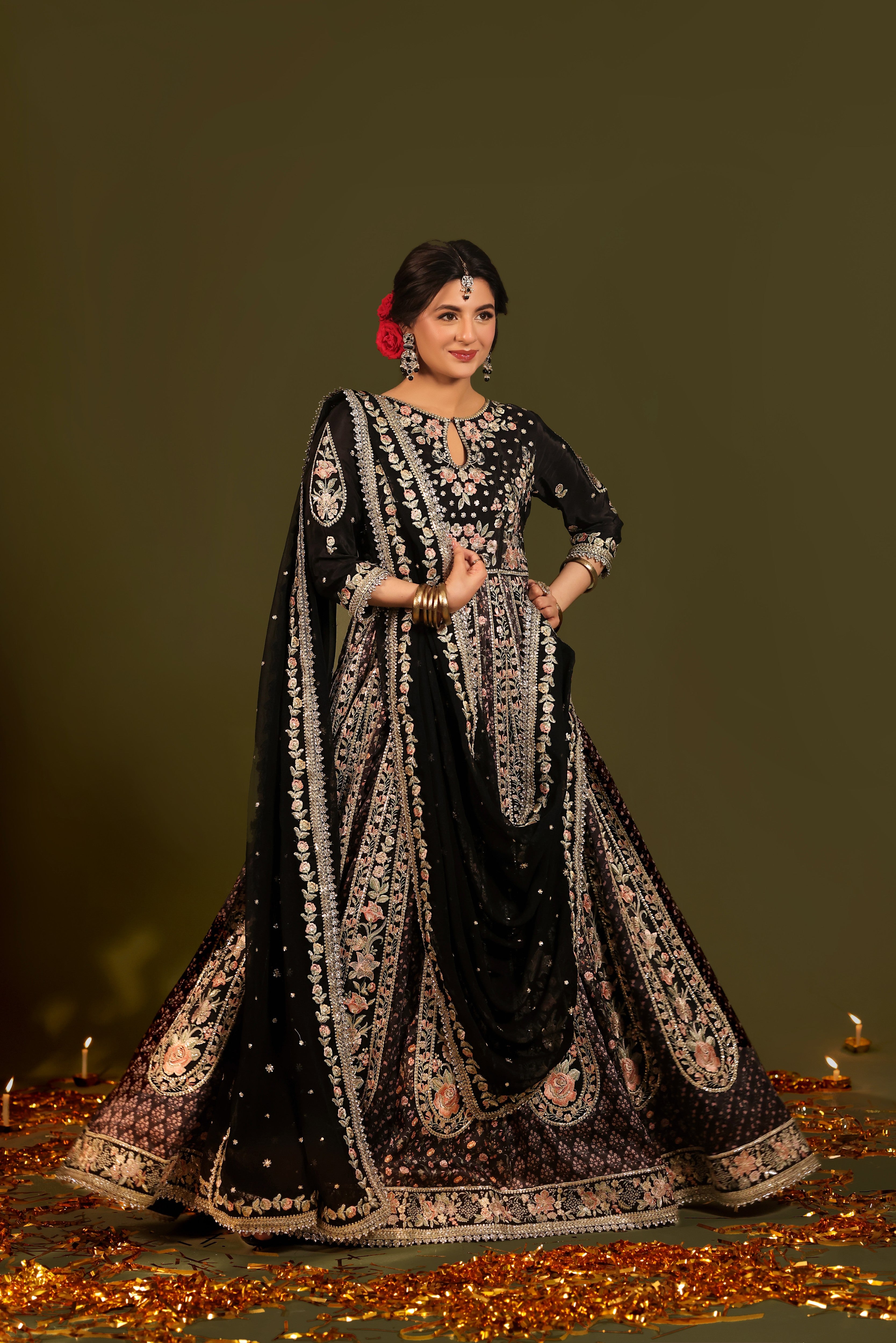 Aneelas Stitched Raw Silk Frock Semi Formal Emb 3pc [FC-23] [Dispatch Time 2.5 Months]