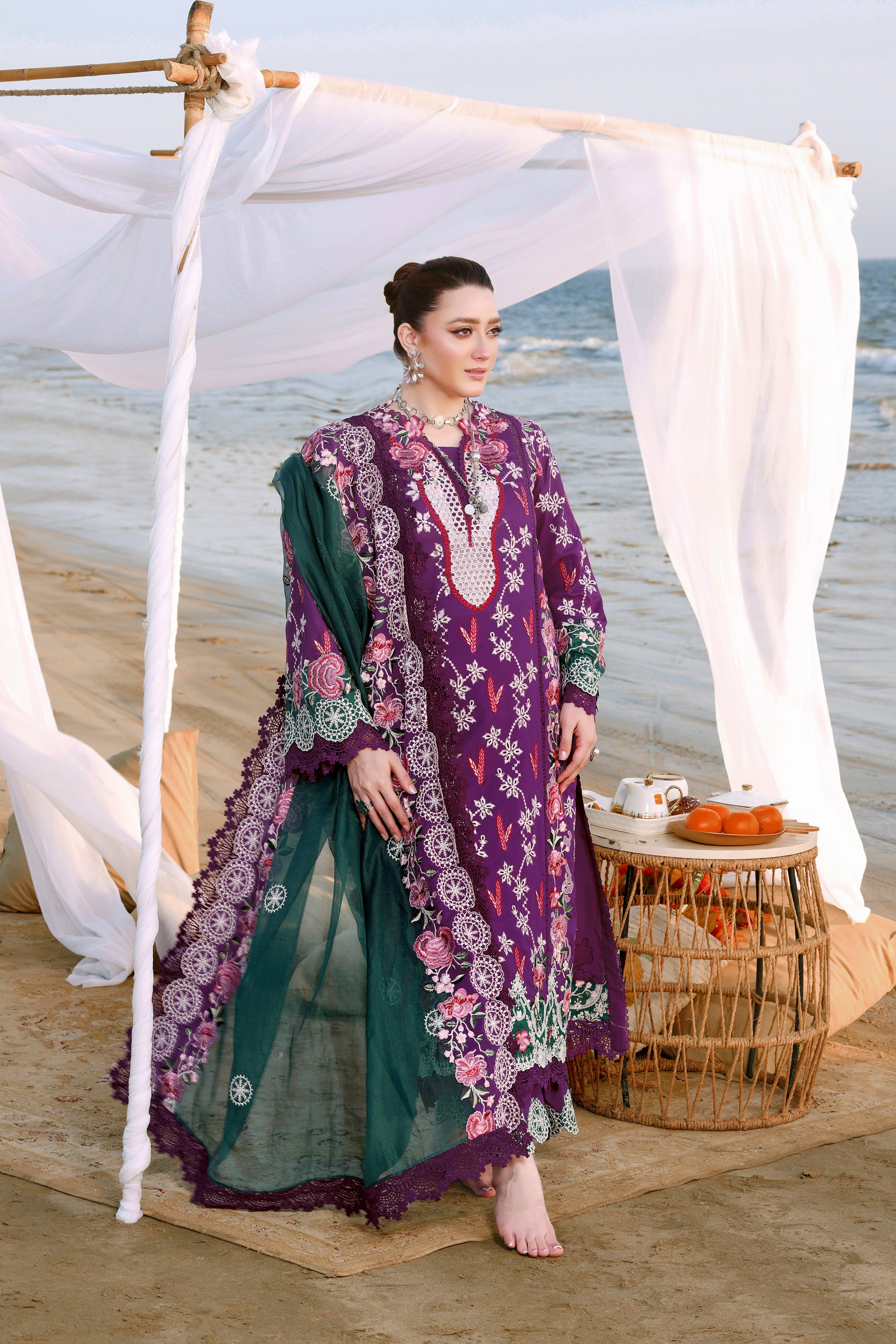 Rs 12500 Aneelas Stitched Luxury Lawn Emb 2pc [LUX-26-09] [Dispatch Time 2 Months]