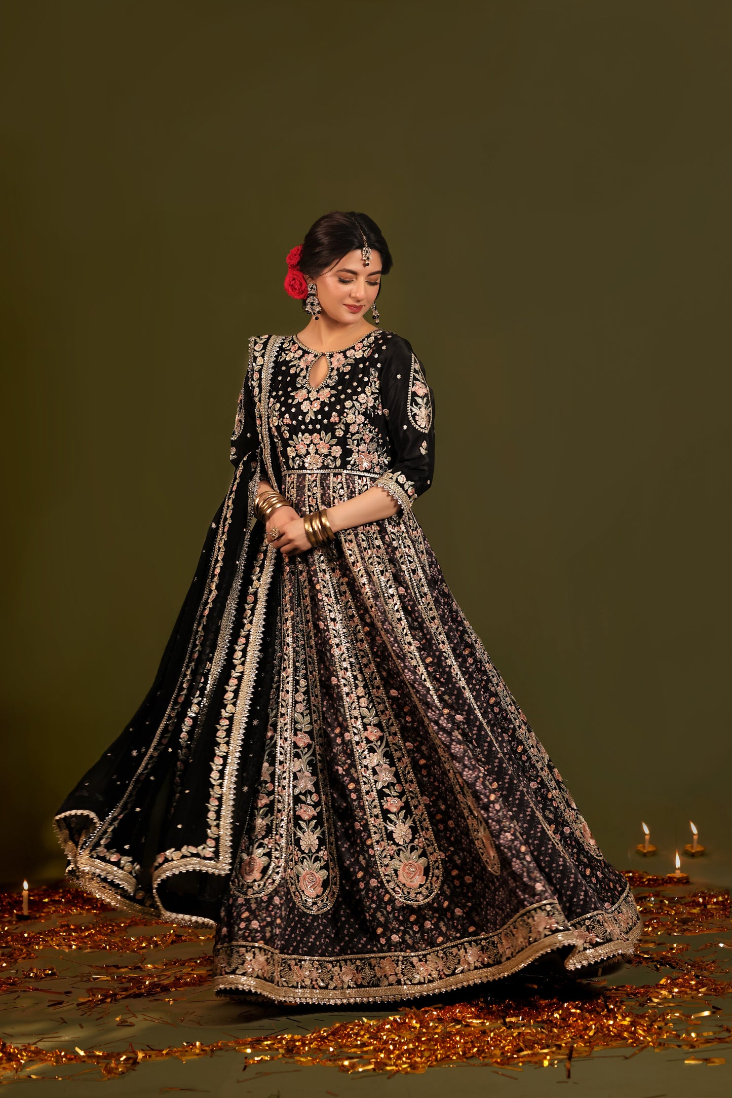 Aneelas Stitched Raw Silk Frock Semi Formal Emb 3pc [FC-23] [Dispatch Time 2.5 Months]