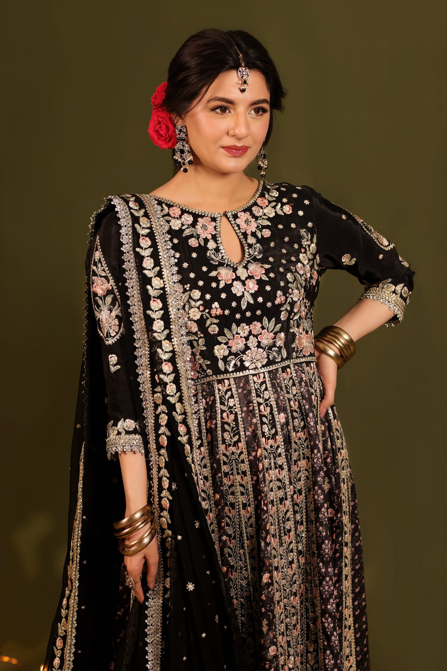 Aneelas Stitched Raw Silk Frock Semi Formal Emb 3pc [FC-23] [Dispatch Time 2.5 Months]