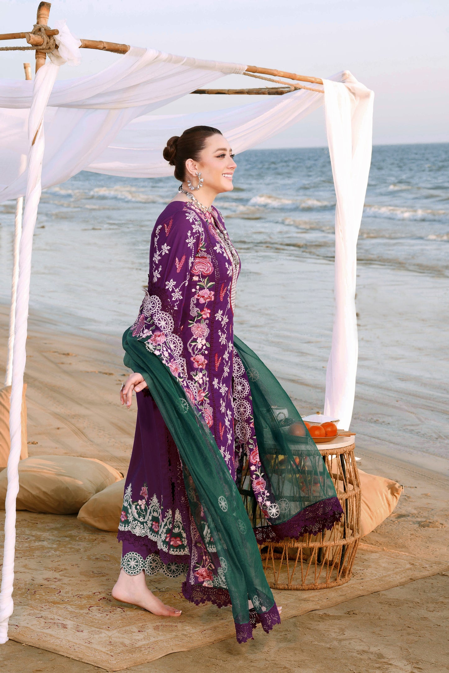 Rs 18500 Aneelas Stitched Luxury Lawn Emb 3pc with Emb Khadi Net Duppata [LUX-26-09] [Dispatch Time 2 Months]