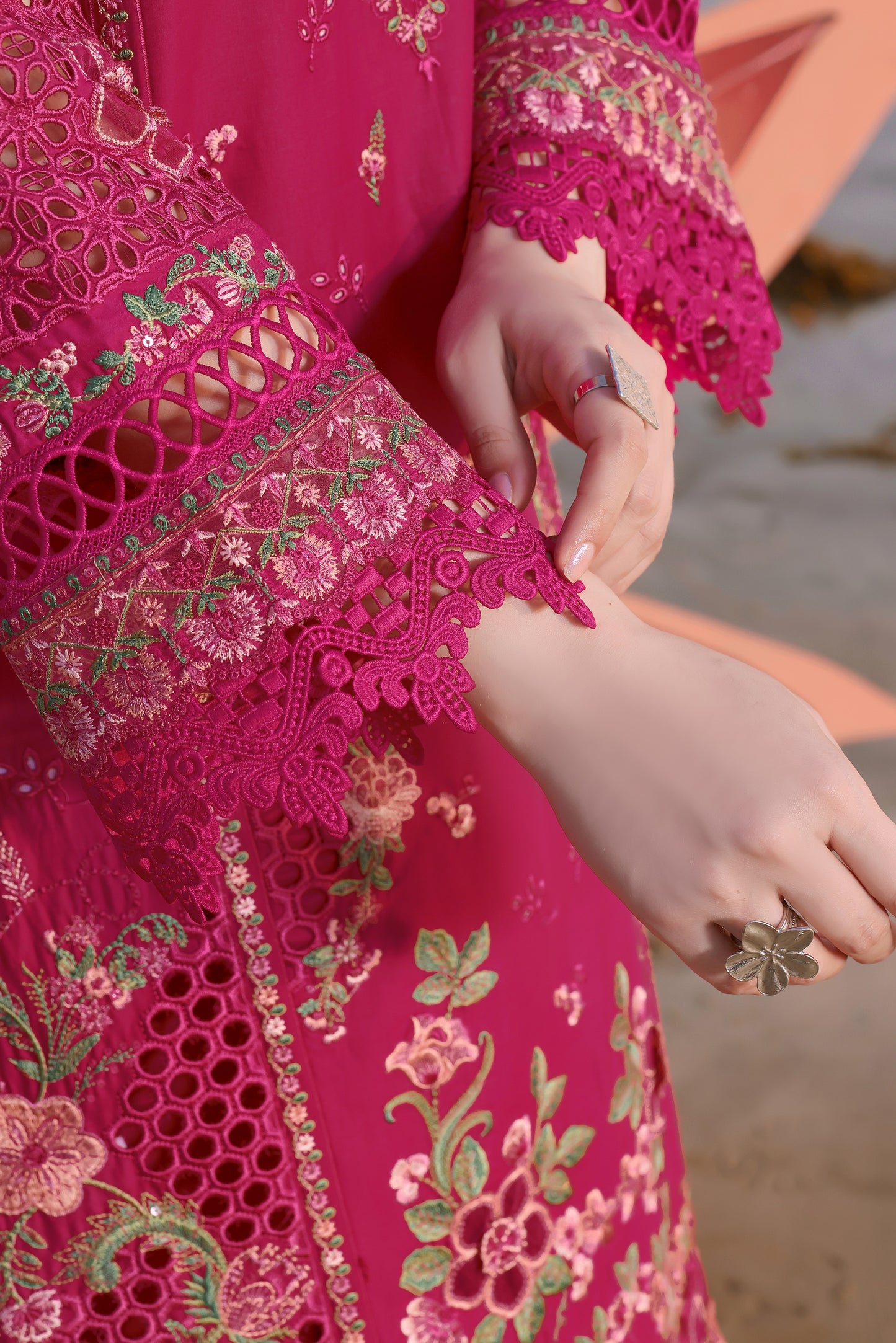 Rs 17000 Aneelas Stitched Luxury Lawn Emb 3pc with Emb Khadi Net Duppata [LUX-26-14] [Dispatch Time 2 Months]