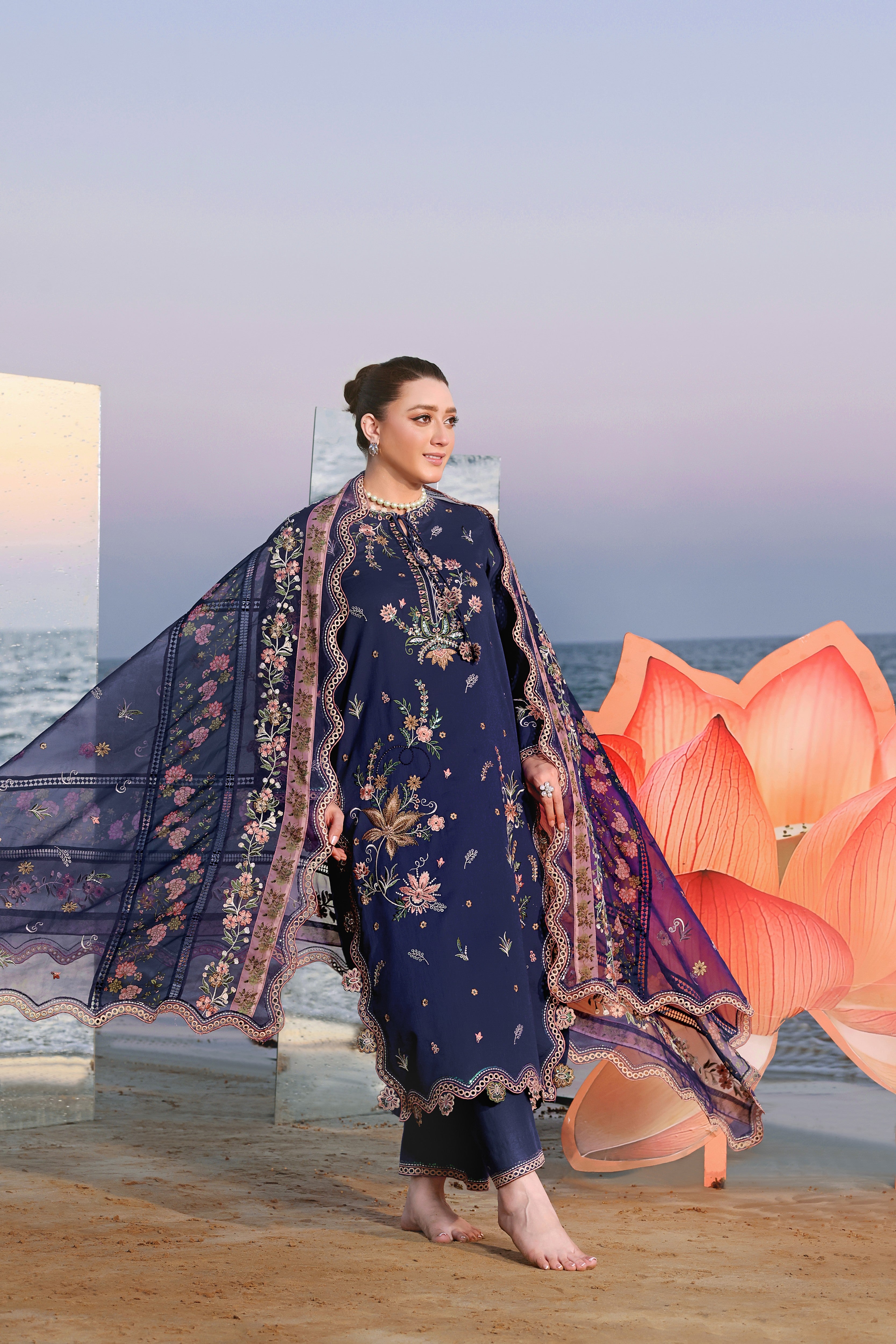 Rs 18000 Aneelas Stitched Lawn Emb 3pc With Ready Duppata [LUX-26-17] [Dispatch Time 2.5 Months]