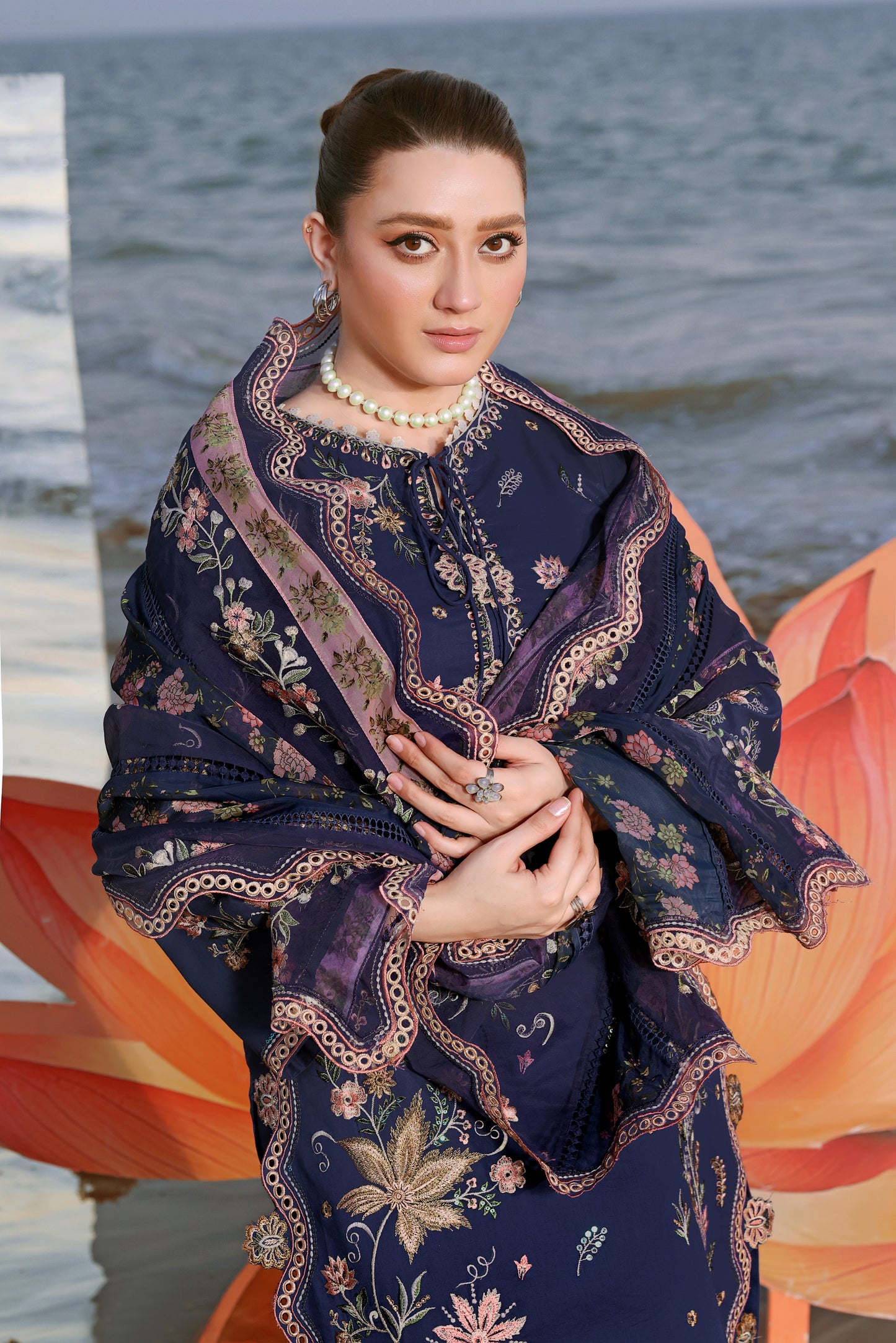 Rs 18000 Aneelas Stitched Lawn Emb 3pc With Ready Duppata [LUX-26-17] [Dispatch Time 2.5 Months]