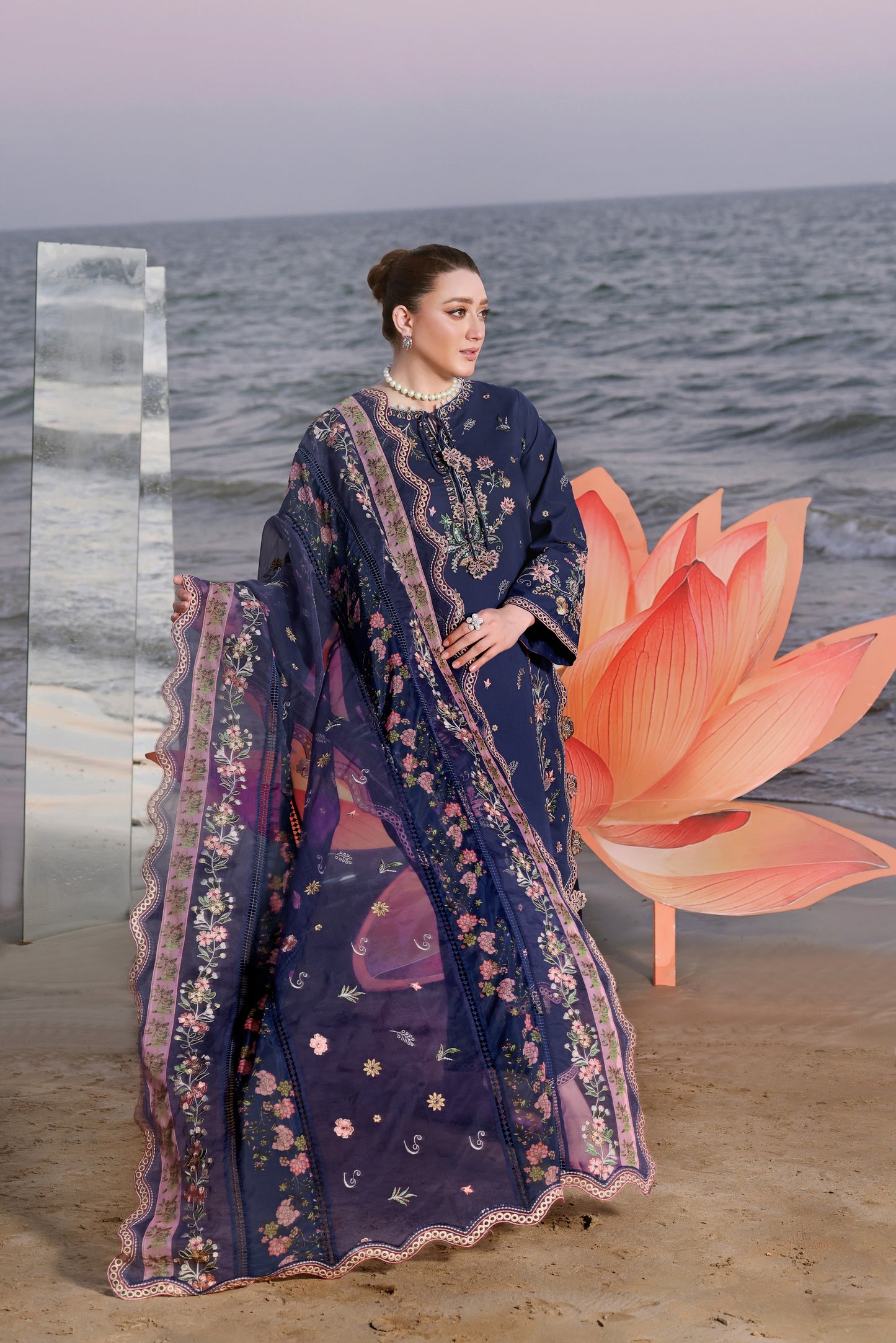 Rs 18000 Aneelas Stitched Lawn Emb 3pc With Ready Duppata [LUX-26-17] [Dispatch Time 2.5 Months]