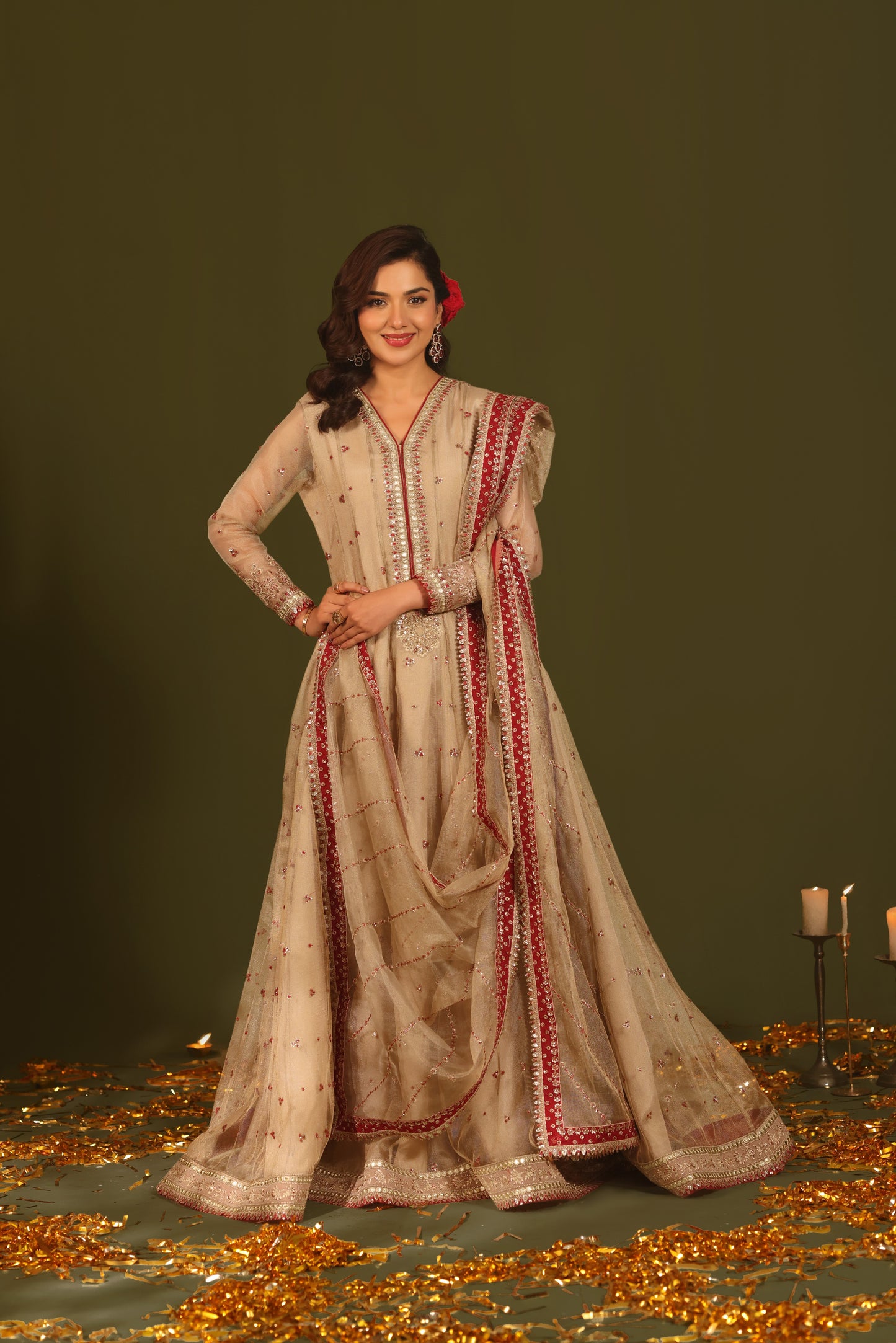 Rs 24500 Aneelas Stitched Masoori Emb Maxi 3pc [FC-25] [Dispatch Time 2 Months]