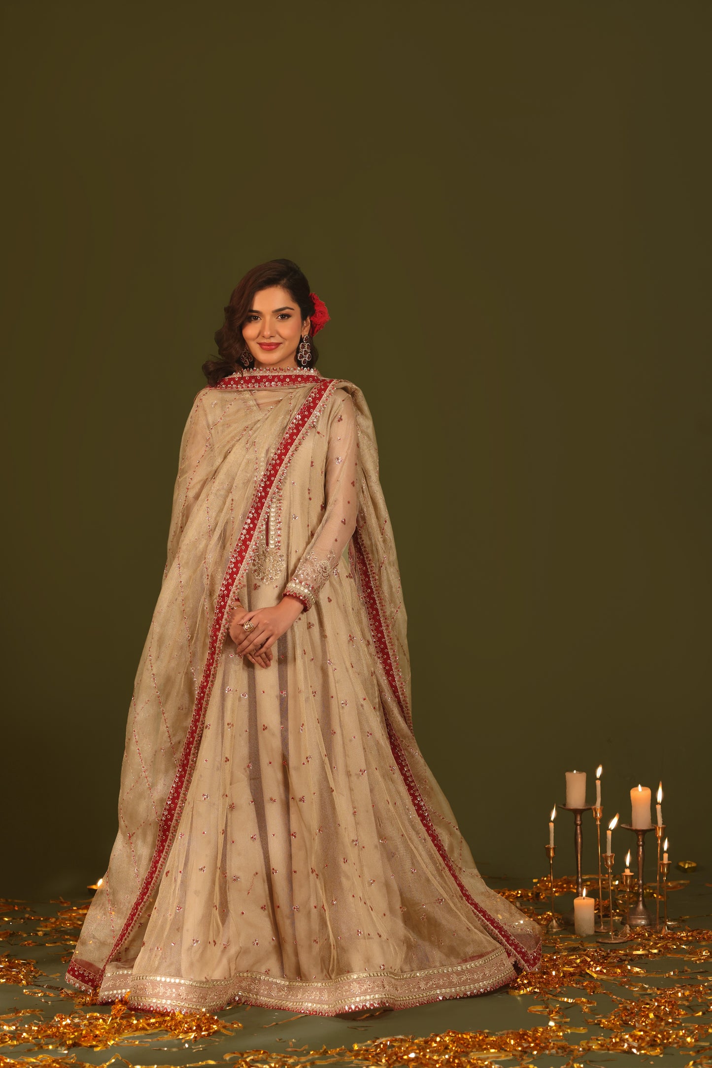 Rs 24500 Aneelas Stitched Masoori Emb Maxi 3pc [FC-25] [Dispatch Time 2 Months]