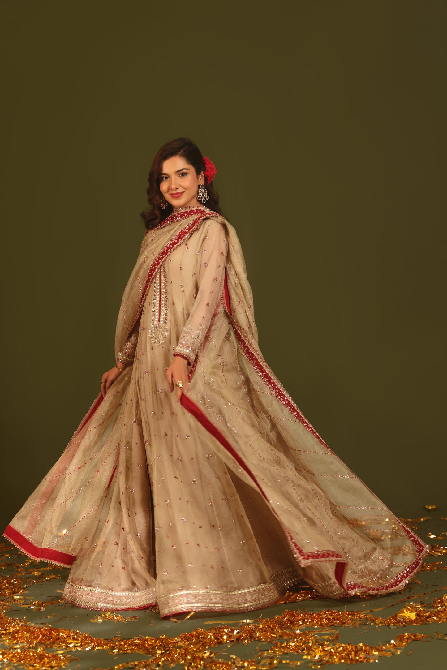 Rs 24500 Aneelas Stitched Masoori Emb Maxi 3pc [FC-25] [Dispatch Time 2 Months]