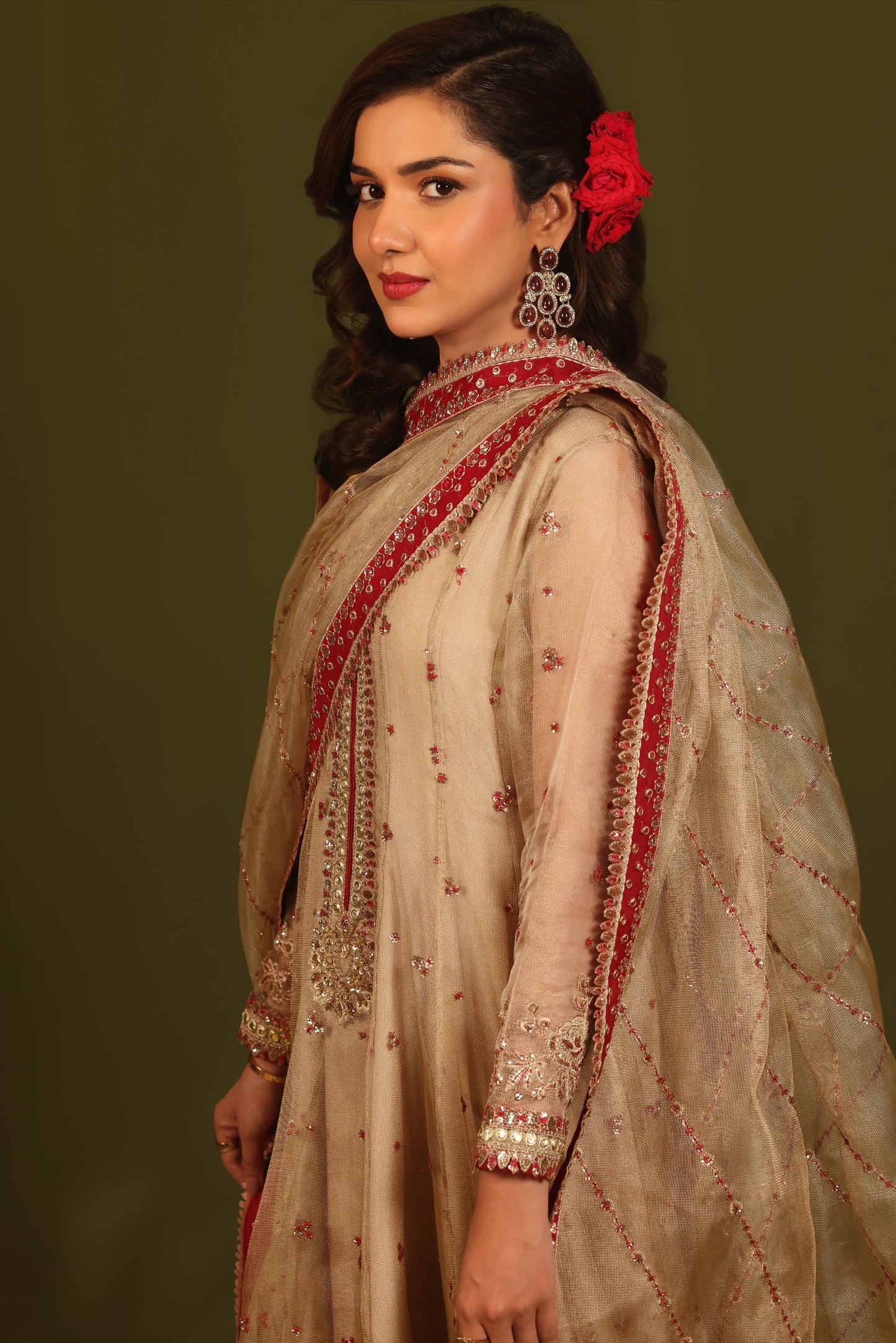 Rs 24500 Aneelas Stitched Masoori Emb Maxi 3pc [FC-25] [Dispatch Time 2 Months]