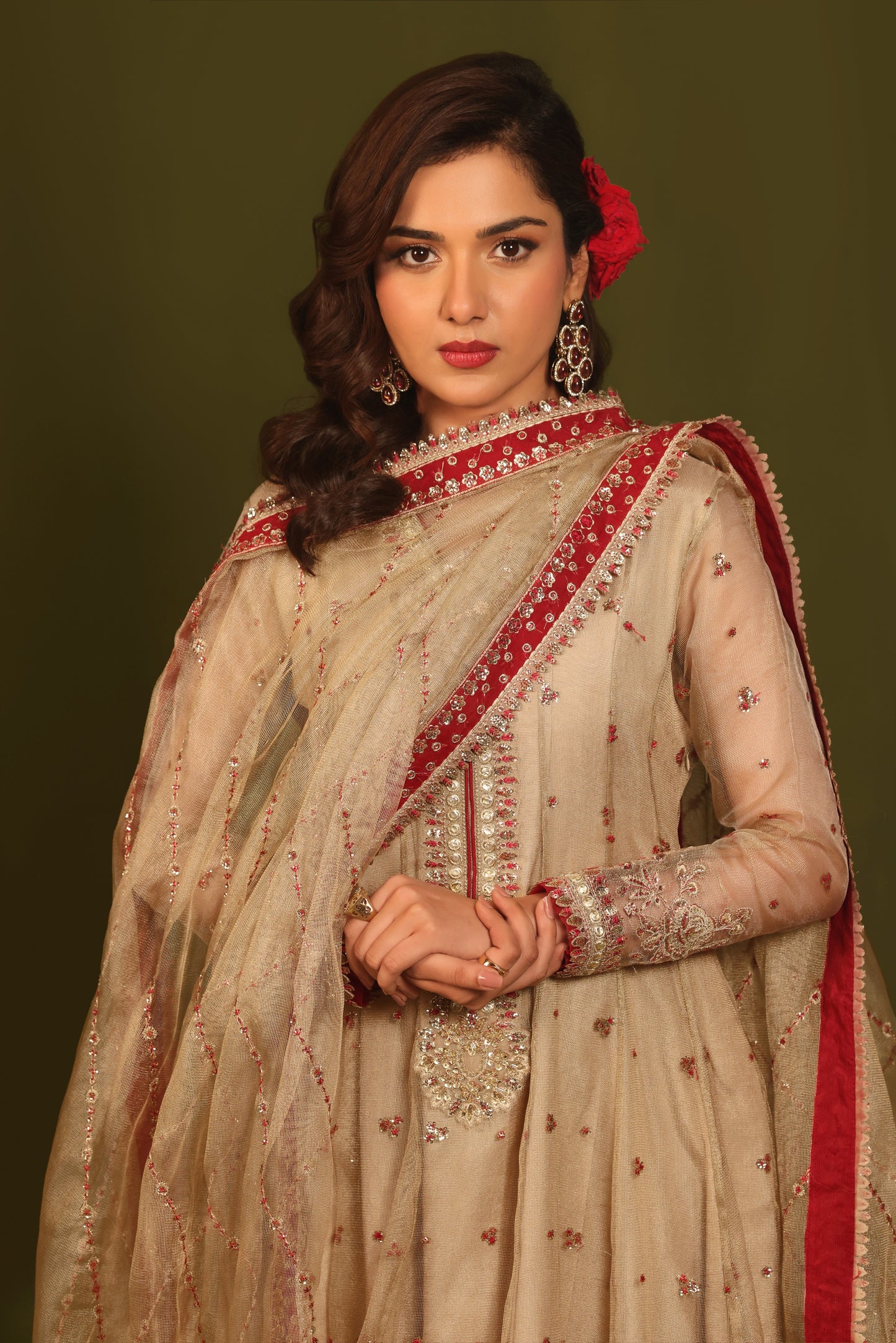 Rs 24500 Aneelas Stitched Masoori Emb Maxi 3pc [FC-25] [Dispatch Time 2 Months]