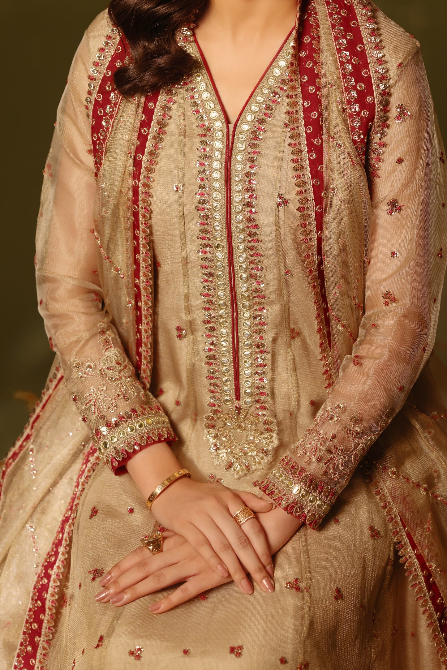 Rs 24500 Aneelas Stitched Masoori Emb Maxi 3pc [FC-25] [Dispatch Time 2 Months]