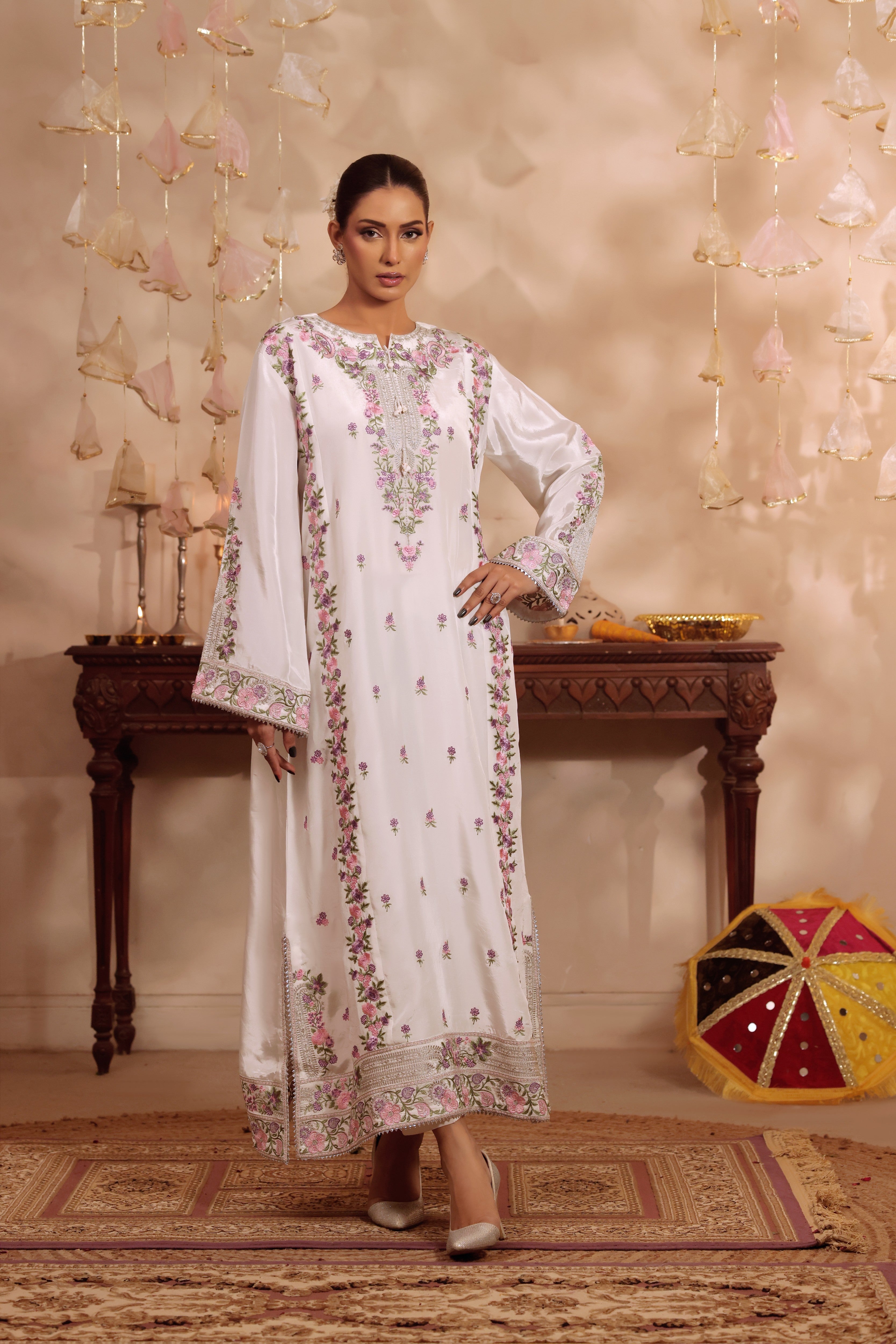 Aneelas Silk Emb Kaftan 2pc [FC-28] [Dispatch Time 2 Months]