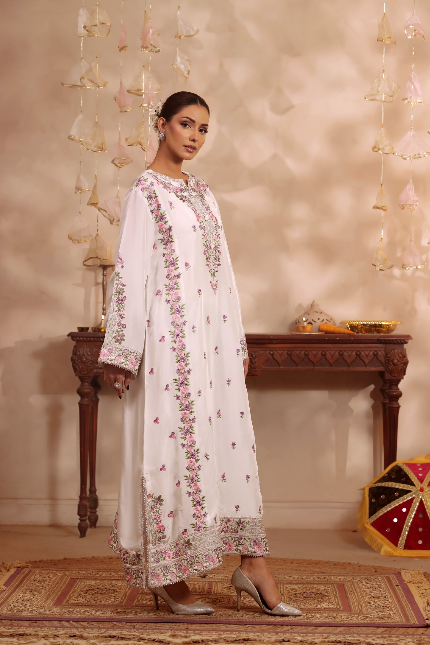 Aneelas Silk Emb Kaftan 2pc [FC-28] [Dispatch Time 2 Months]