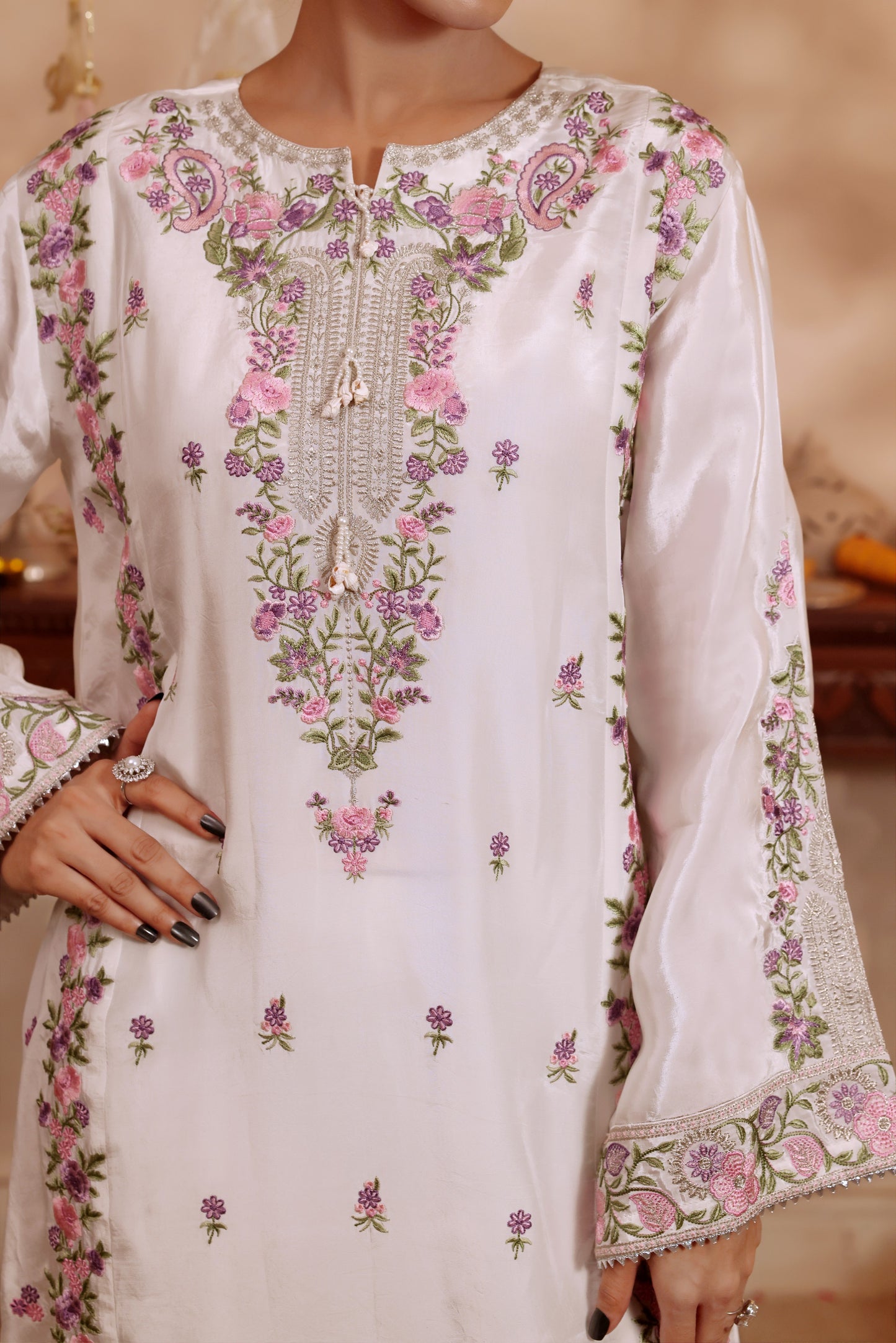 Aneelas Silk Emb Kaftan 2pc [FC-28] [Dispatch Time 2 Months]