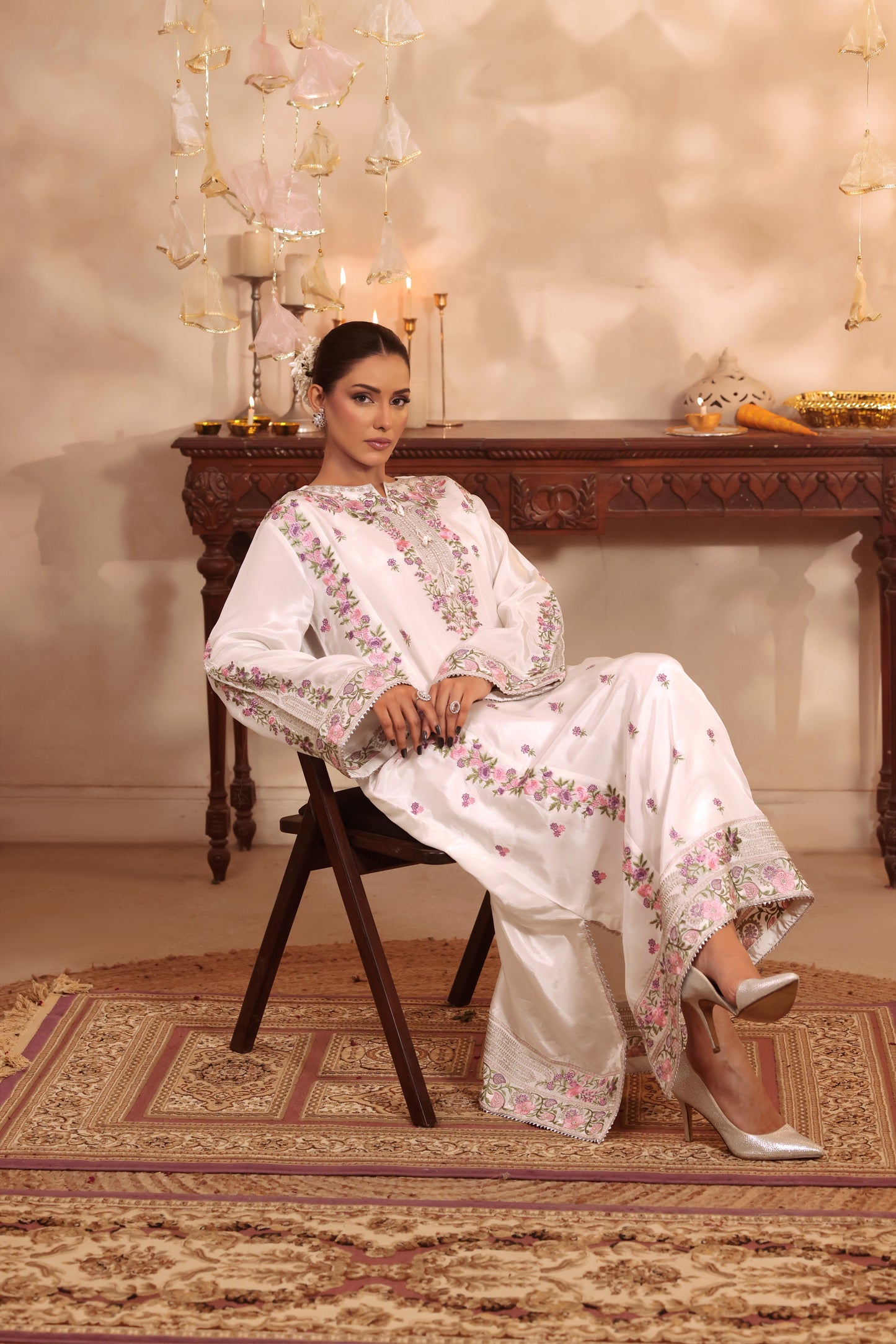 Aneelas Silk Emb Kaftan 2pc [FC-28] [Dispatch Time 2 Months]