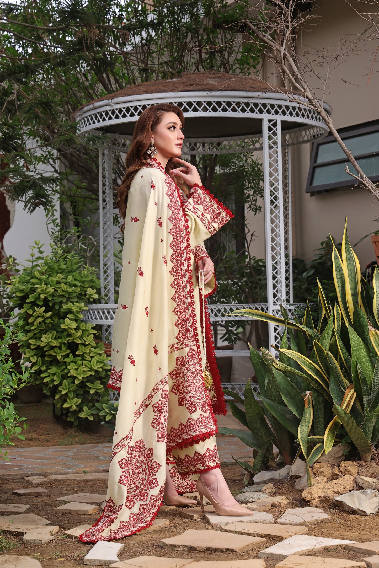 Aneelas Stitched Winter Khadar Emb Shawl 3pc [KR-02] [Dispatch Time 2 Months]