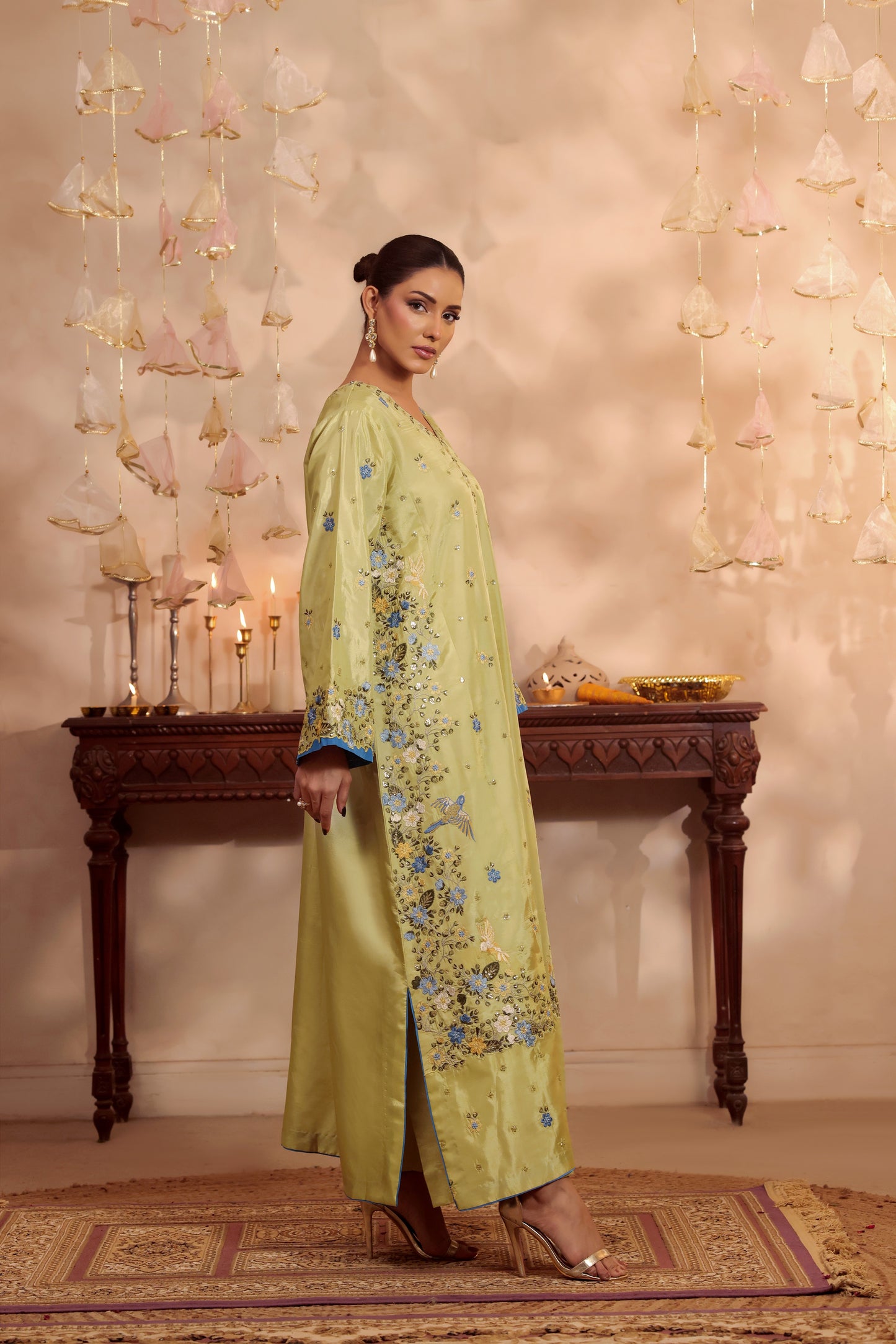 Rs 11500 Aneelas Stitched Raw Silk Emb Semi Formal Kaftan 2pc [FC-24] [Dispatch Time 2 Months]