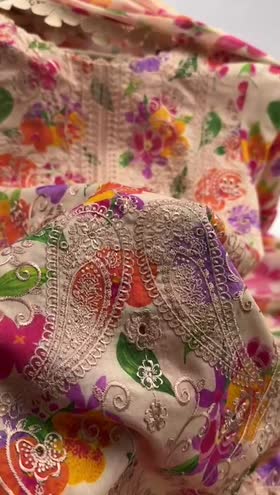 Rs 12950 Aneelas Stitched Lawn Print Emb 3pc with Chiffon Duppata [SPR-26-06-A] [Dispatch Time 2 Months]