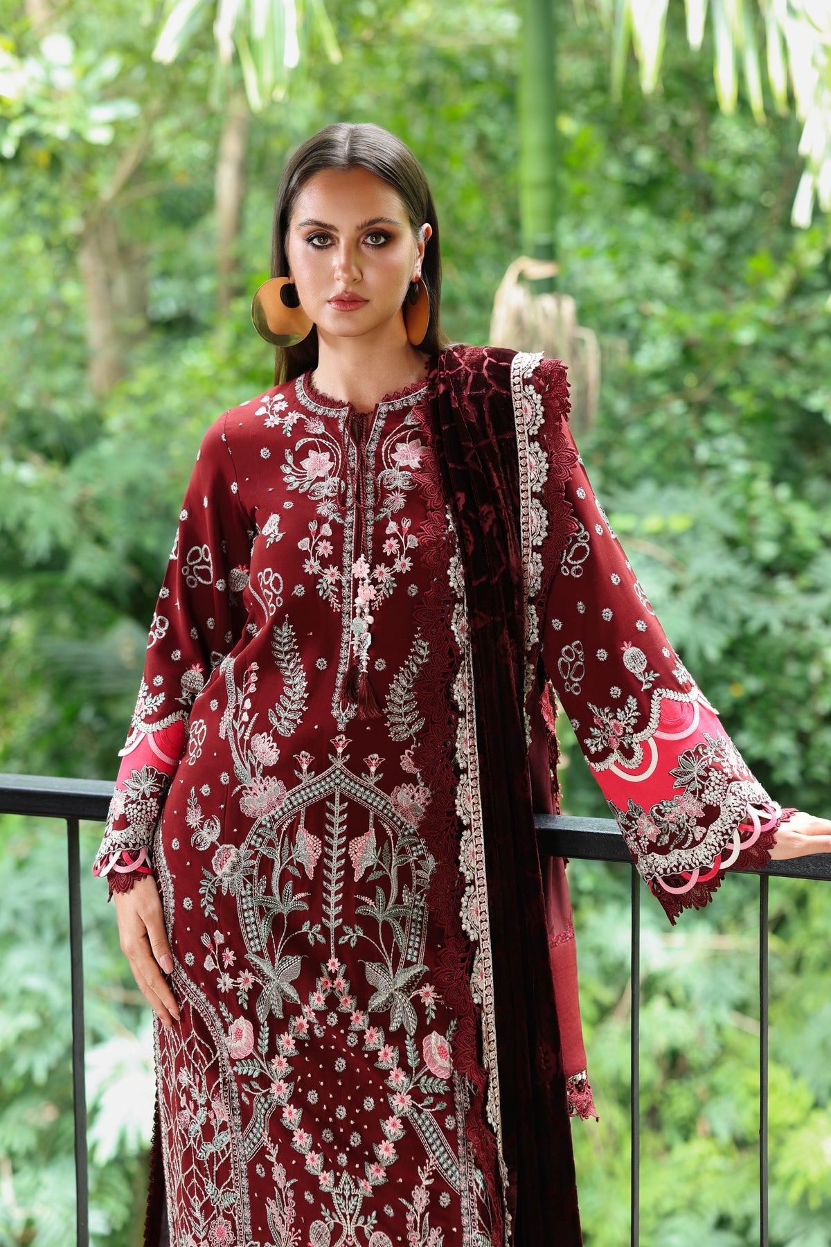 Aneelas Luxury Twill Emb 3pc Palachi Shawl [WLUX-26-15] [Expected Dispatch Time 2 Months]