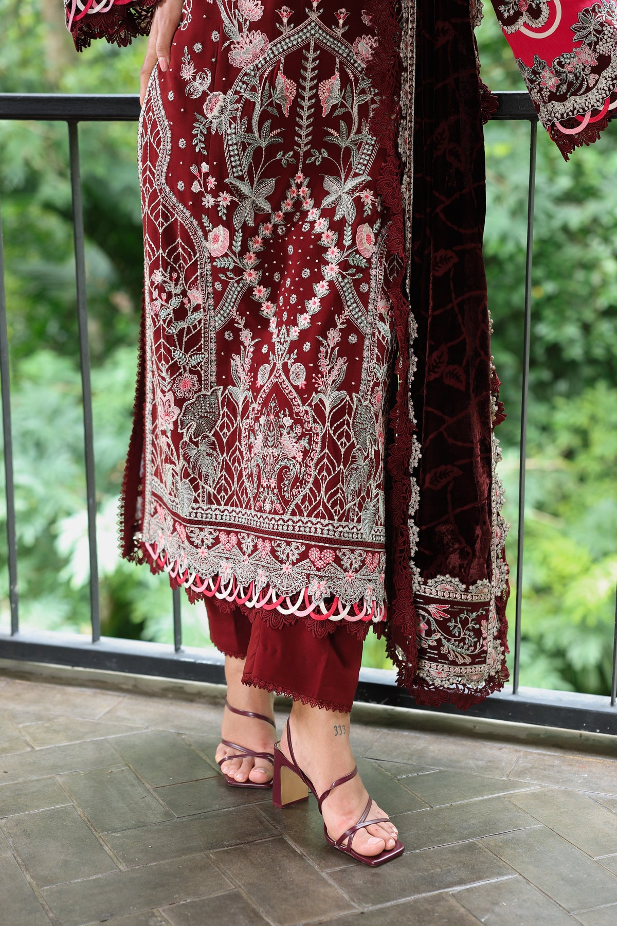 Aneelas Luxury Twill Emb 3pc Palachi Shawl [WLUX-26-15] [Expected Dispatch Time 2 Months]