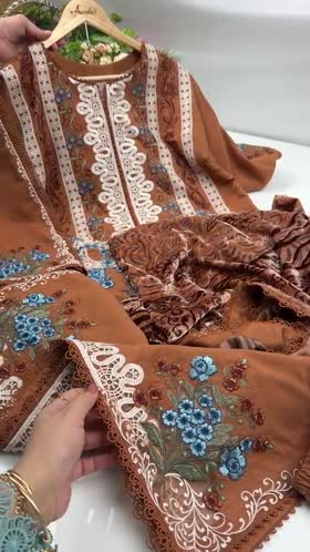 Aneelas Khadar Emb 3pc Palachi Shawl [KR-26-08] [Dispatch Time 2.5 Months]