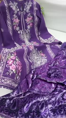 Rs 15500 Aneelas Stitched Karandi Emb 3pc Palachi Shawl [KR-26-04] [Dispatch Time 2.5 Months]