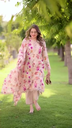 Rs 11500 Aneelas Stitched Lawn Emb Print Chiffon Duppata 3pc [PR-09] [Dispatch Time 2 Months] ~ [Chest 21] [Length 44] MEDIUM (Shoot Length)