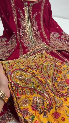 Rs 18500 Aneelas Stitched Semi Formal Raw Silk Emb 3pc Chiffon Duppata [FC-33] [Dispatch Time 2 Months]