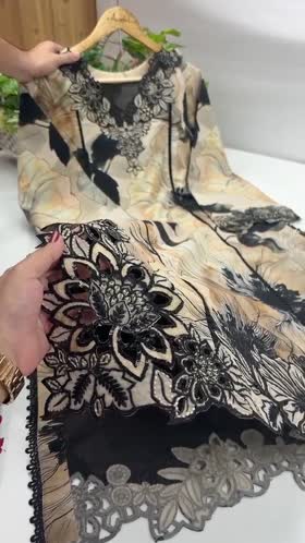 Rs 13000 Aneelas Stitched Viscose Print Emb 3pc Chiffon Duppata [VC-26-09-A] [Dispatch Time 2 Months]