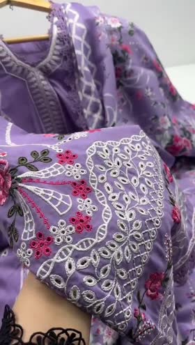 Rs 13500 Aneelas Stitched Cotton Satin Emb 3pc [CT-02] [Dispatch Time 2.5 Months]