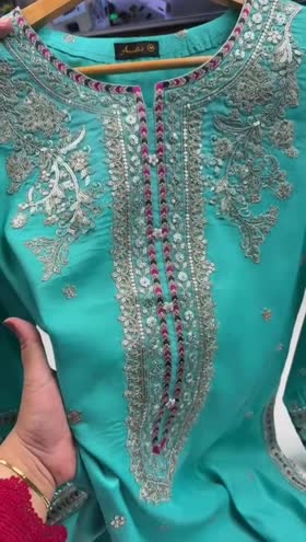 Rs 14500 Aneelas Stitched Raw Silk Chiffon Emb Duppata 3pc [RS-02] [Dispatch Time 2 Months]