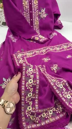 Aneelas Peach Wool Emb 3pc Chiffon Duppata [PLX-26-10-B] [Dispatch Time 2 Months]