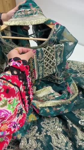 Rs 23500 Aneelas Stitched Emb Half Sleeved Organza Maxi 3pc Silk Bottom Chiffon Duppata [FC-22-A] [Dispatch Time 2 Months]