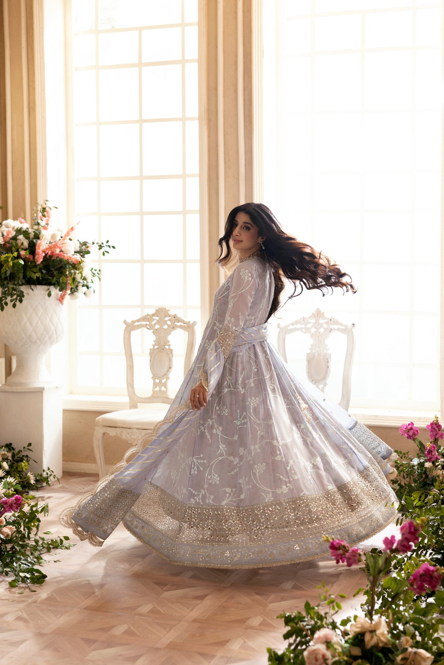 Rs 31000 Aneelas Stitched Chiffon Ada Work Emb 3pc Maxi [MAWRA-07] [Dispatch Time 3 Months]