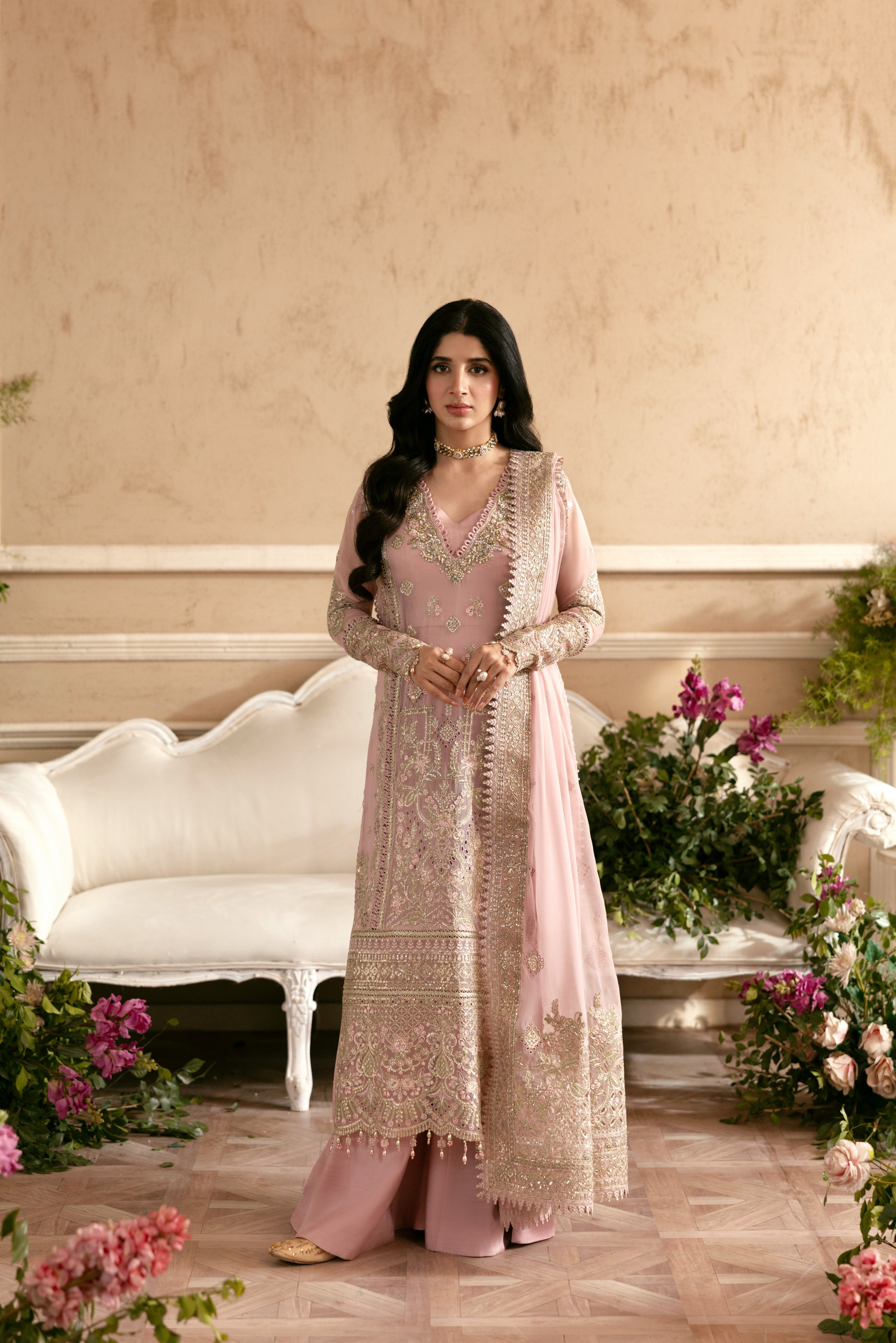 Rs 39000 Aneelas Stitched Luxury Chiffon With Ada Work 4pc [LUX-CH-03] [Dispatch Time 3 Months]