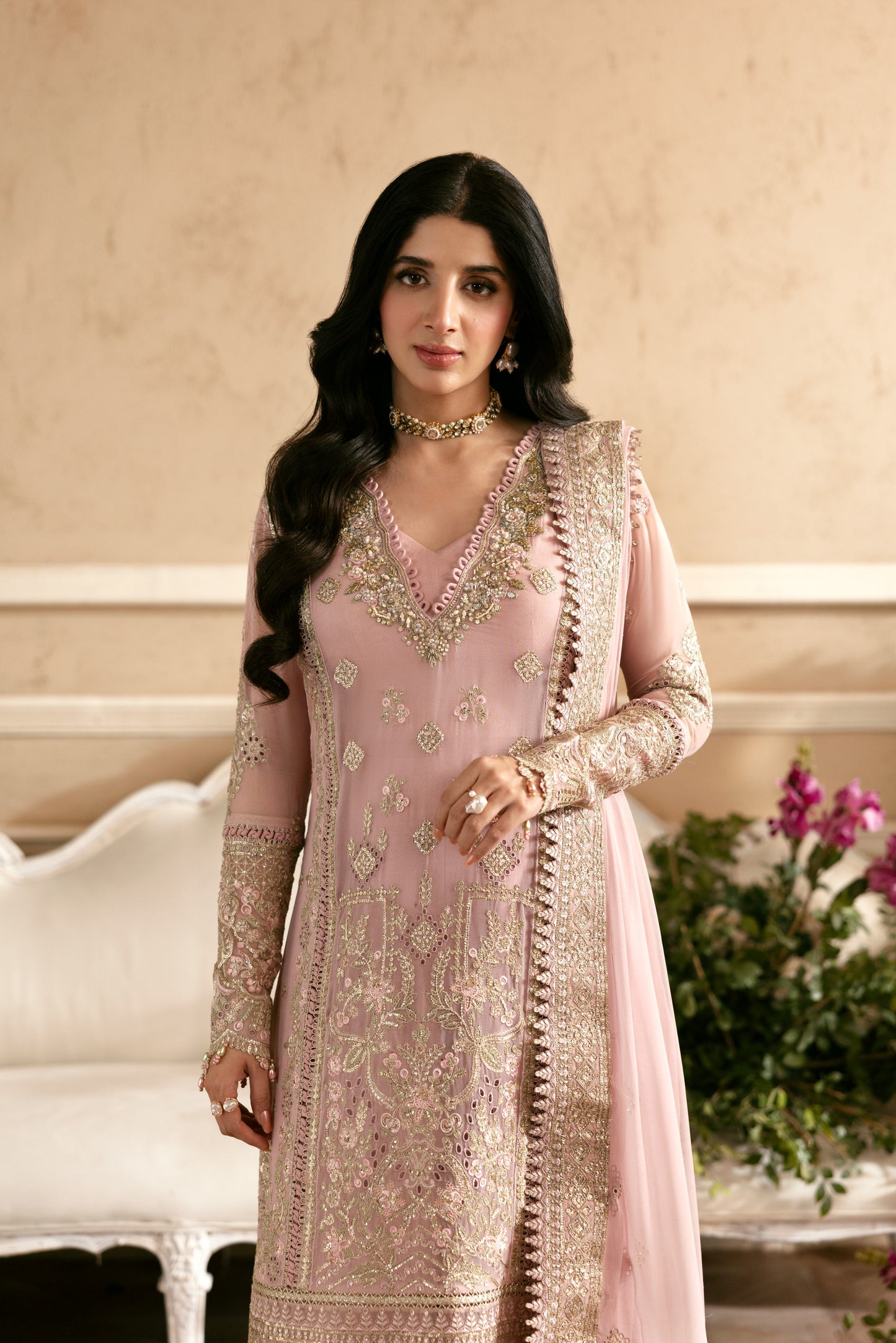 Rs 39000 Aneelas Stitched Luxury Chiffon With Ada Work 4pc [LUX-CH-03] [Dispatch Time 3 Months]