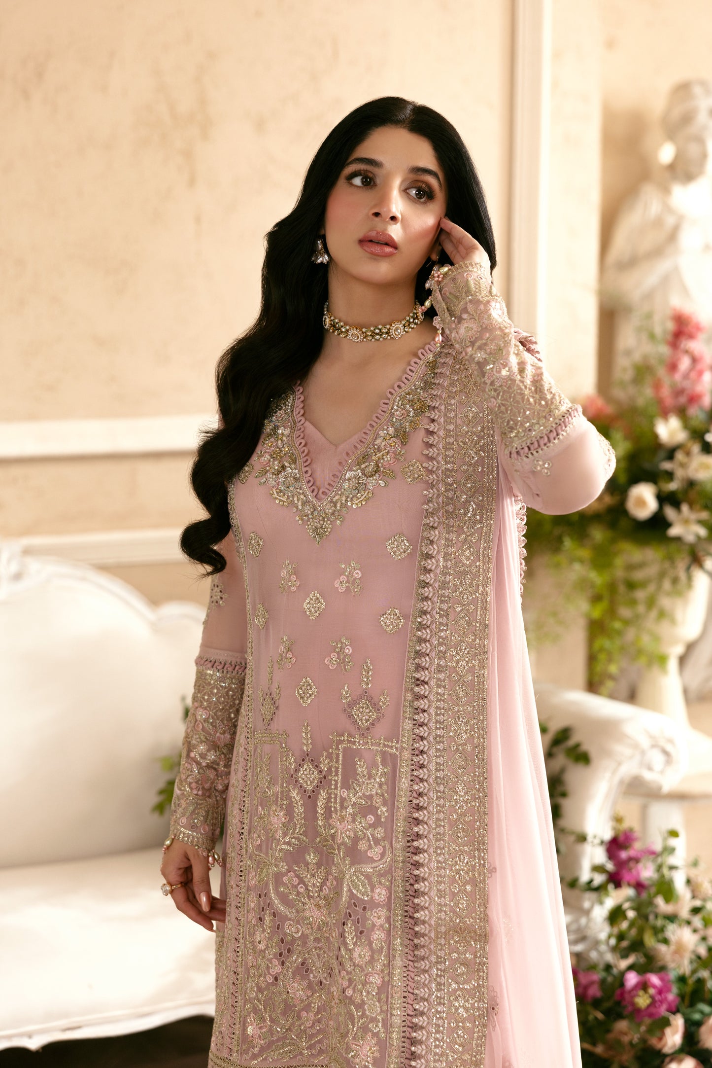 Rs 39000 Aneelas Stitched Luxury Chiffon With Ada Work 4pc [LUX-CH-03] [Dispatch Time 3 Months]