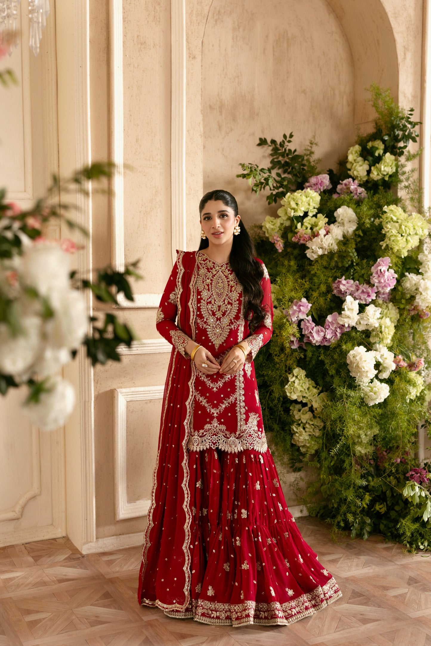 Rs 38000 Aneelas Stiched Bridal/Wedding Chiffon With Ada Work 3pc [LUX-CH-02] [Dispatch Time 2 Month]
