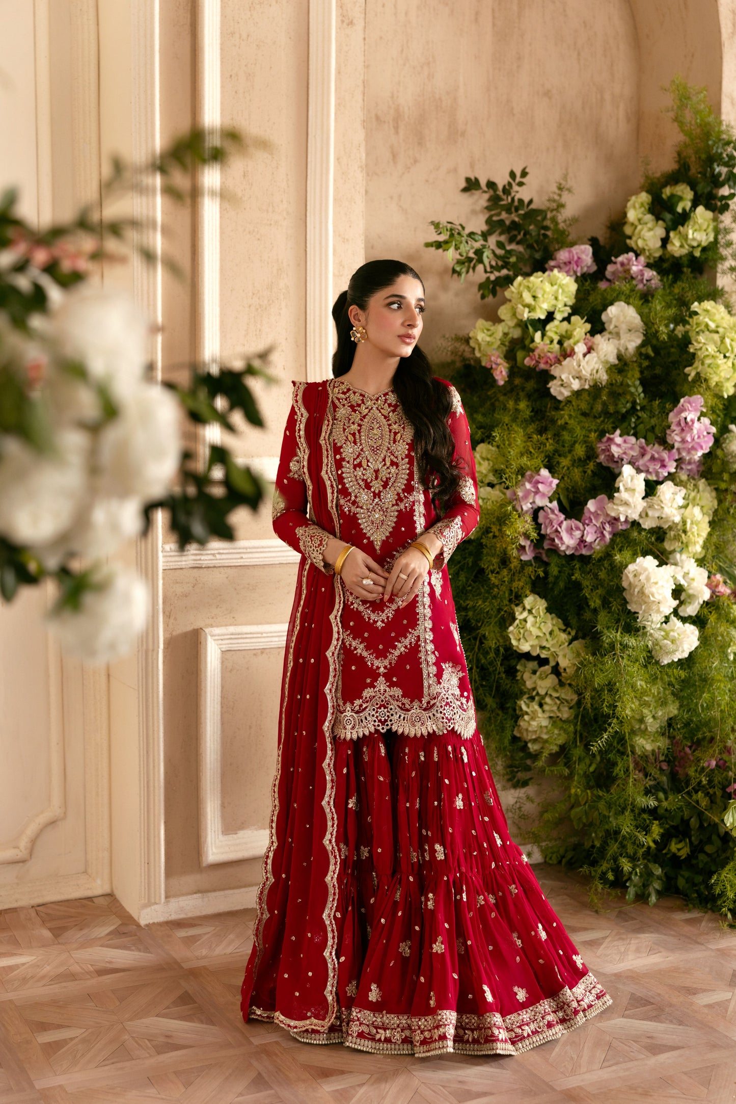 Rs 38000 Aneelas Stiched Bridal/Wedding Chiffon With Ada Work 3pc [LUX-CH-02] [Dispatch Time 2 Month]