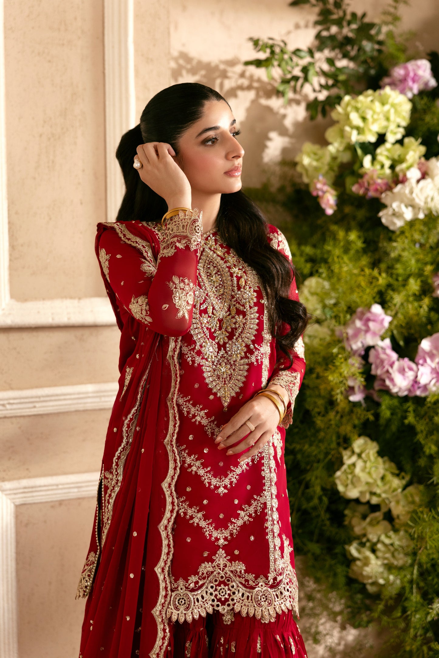 Rs 38000 Aneelas Stiched Bridal/Wedding Chiffon With Ada Work 3pc [LUX-CH-02] [Dispatch Time 2 Month]